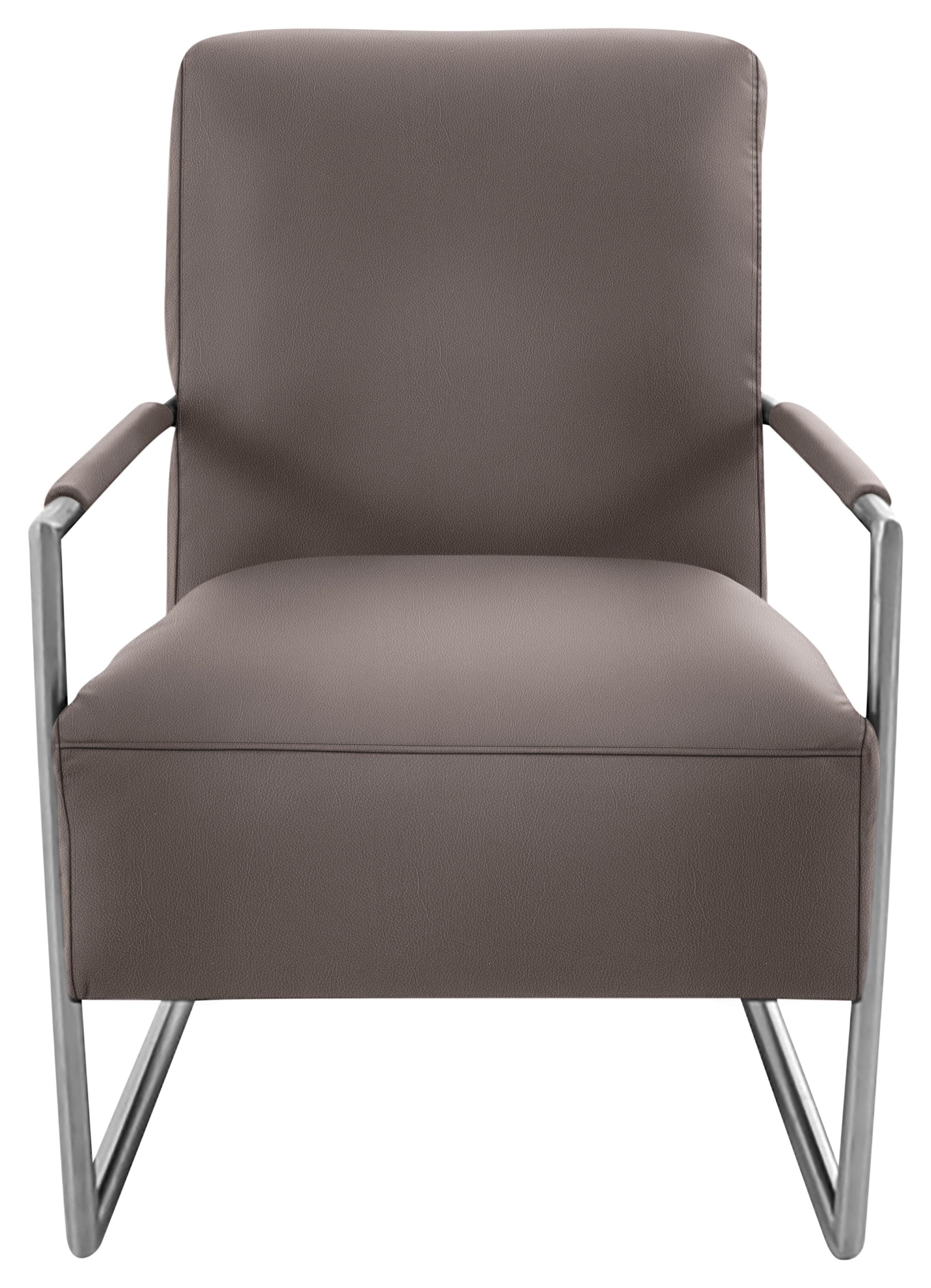K+W Cocktailsessel Loft Leder Sattel Edelstahloptik