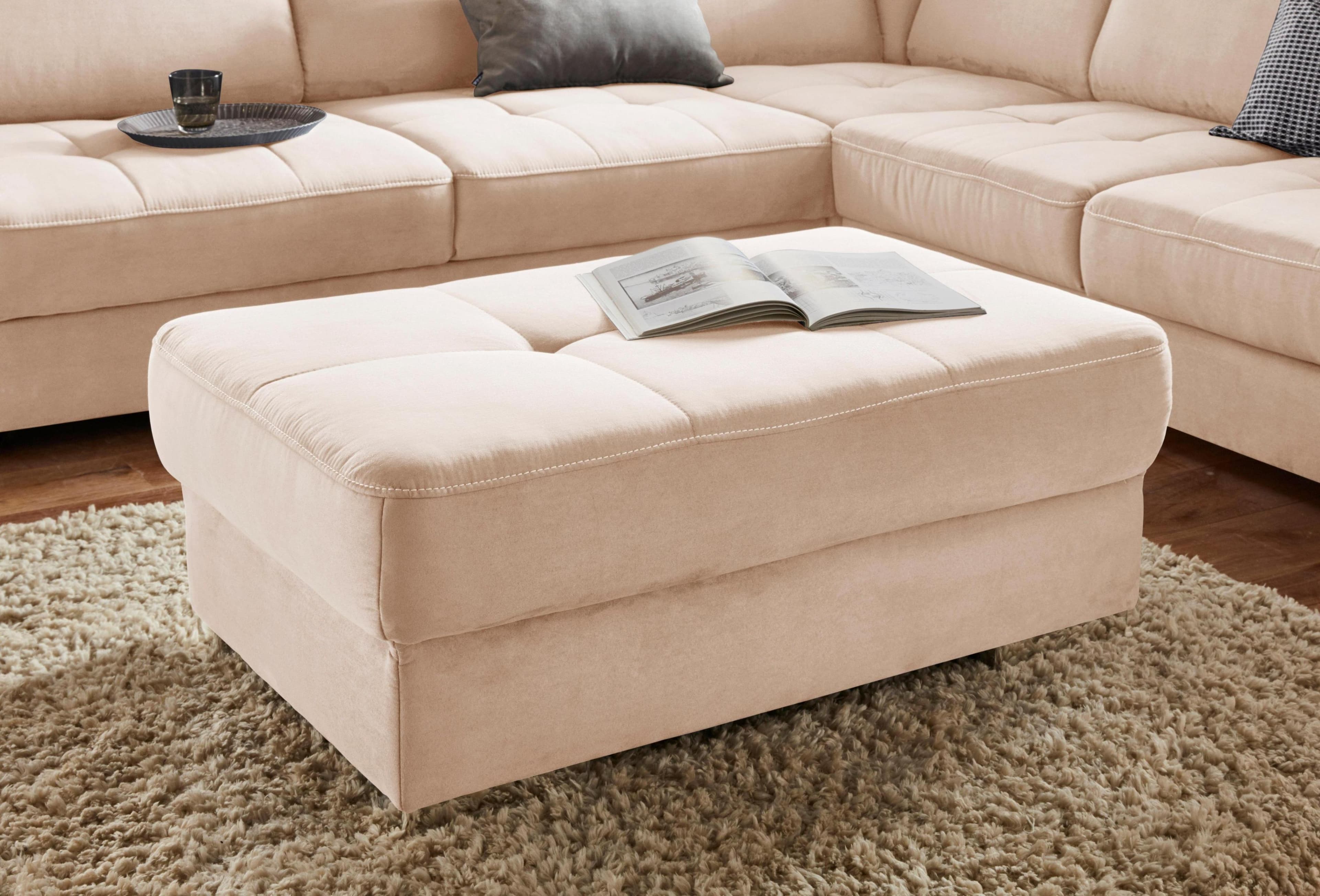 Sit & More Hocker Santorini Beige Luxus-Microfaser Modern