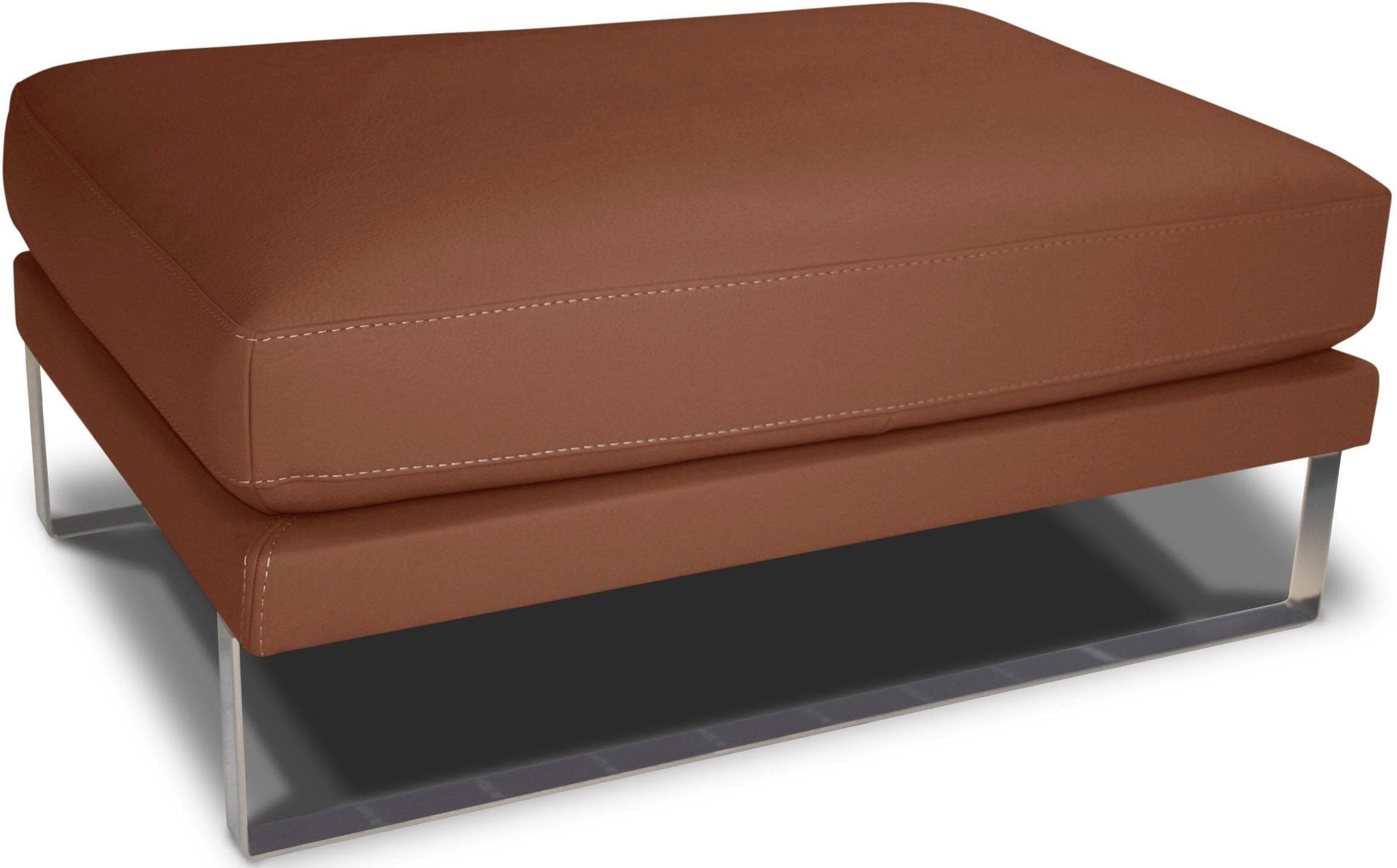 Hocker CALIA ITALIA "Romeo" Braun Lederhocker Polsterhocker