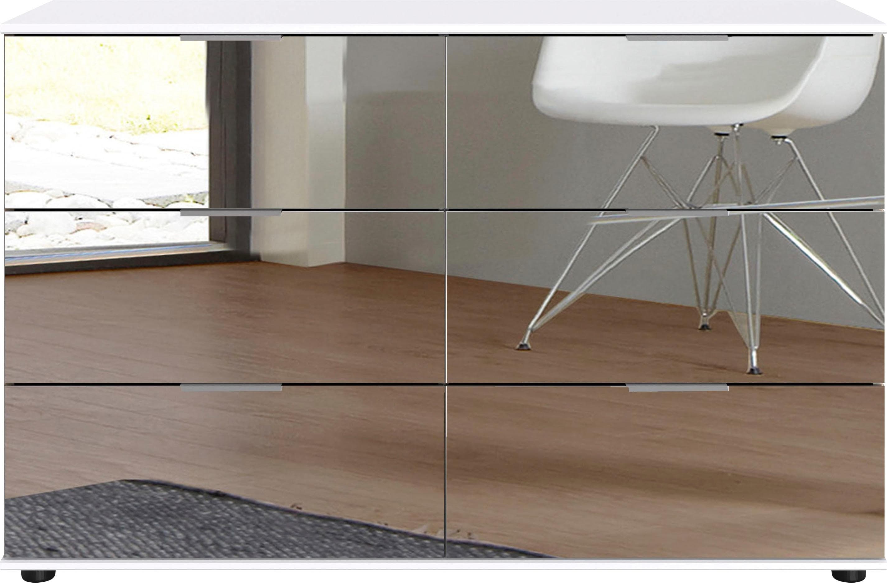 WIMEX Saigon Schubkastenkommode Weiß Spiegel 6 Schubladen