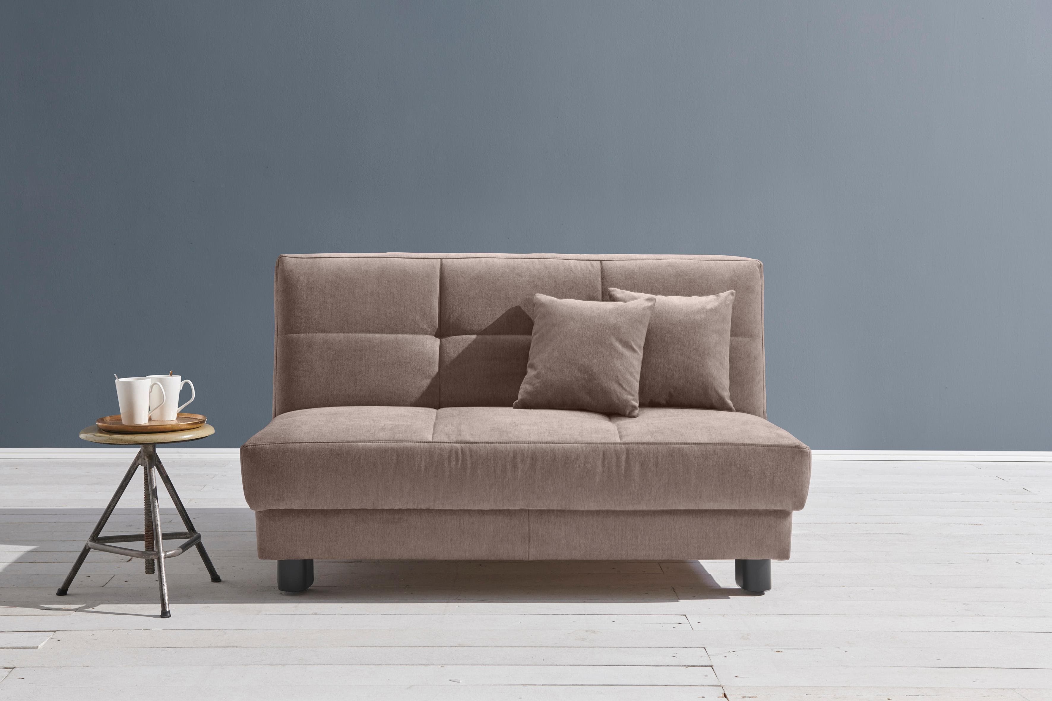 ELL + ELL Schlafsofa Tilda Braun 160cm mit Zierkissen