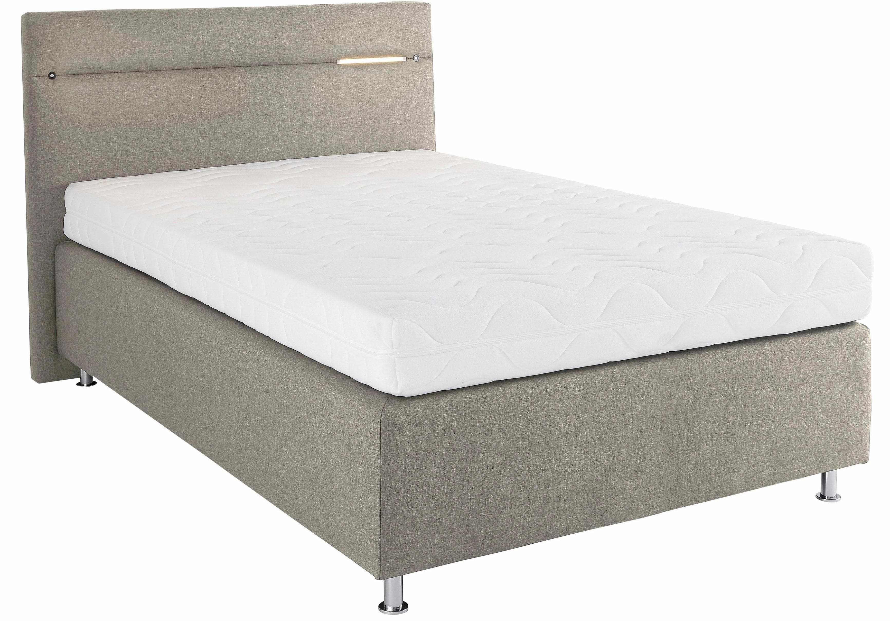 Westfalia Schlafkomfort Boxspringbett Beige mit LED-Beleuchtung