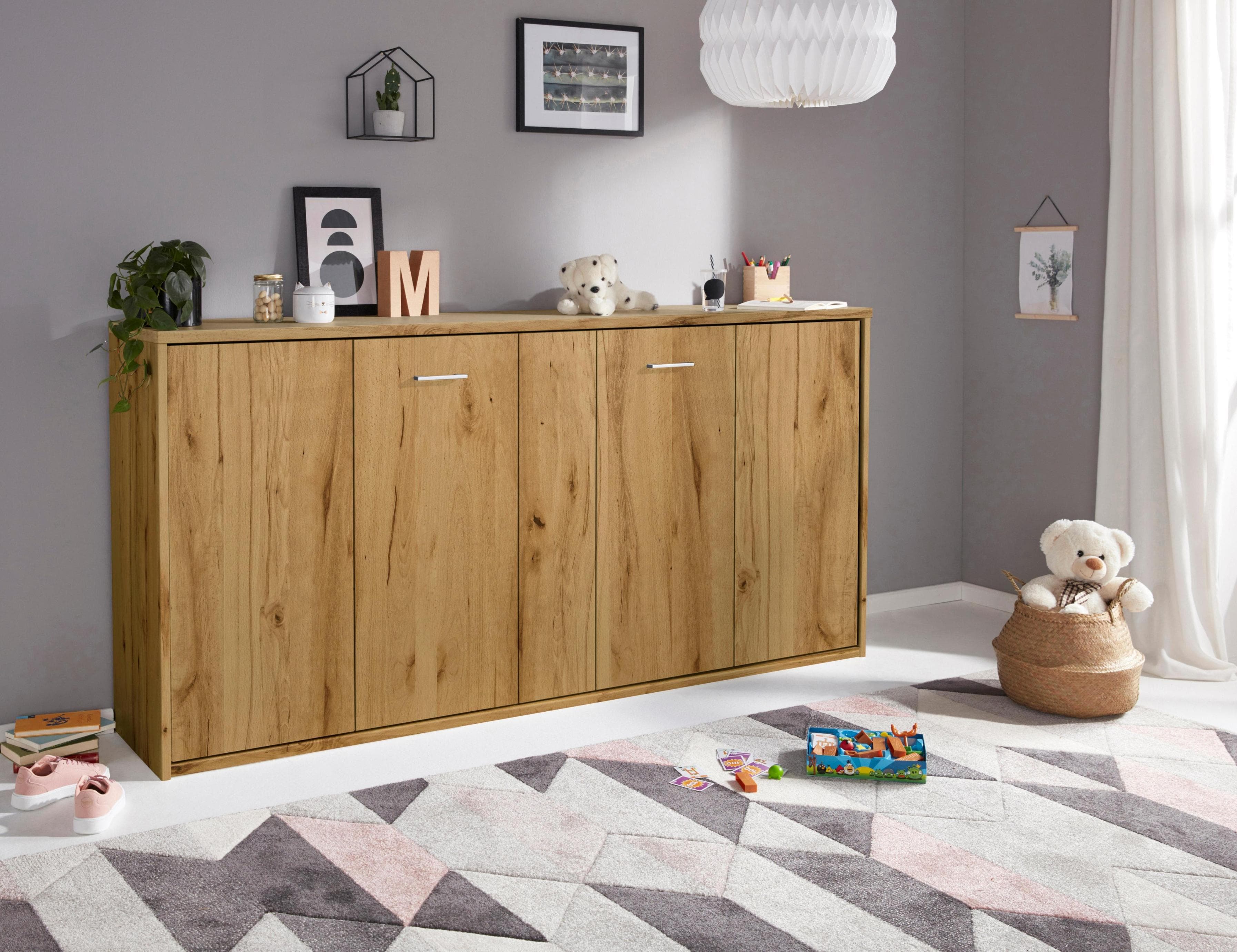 Schrankbett PRIESS Oregon Eiche Artisan mit LED-Beleuchtung