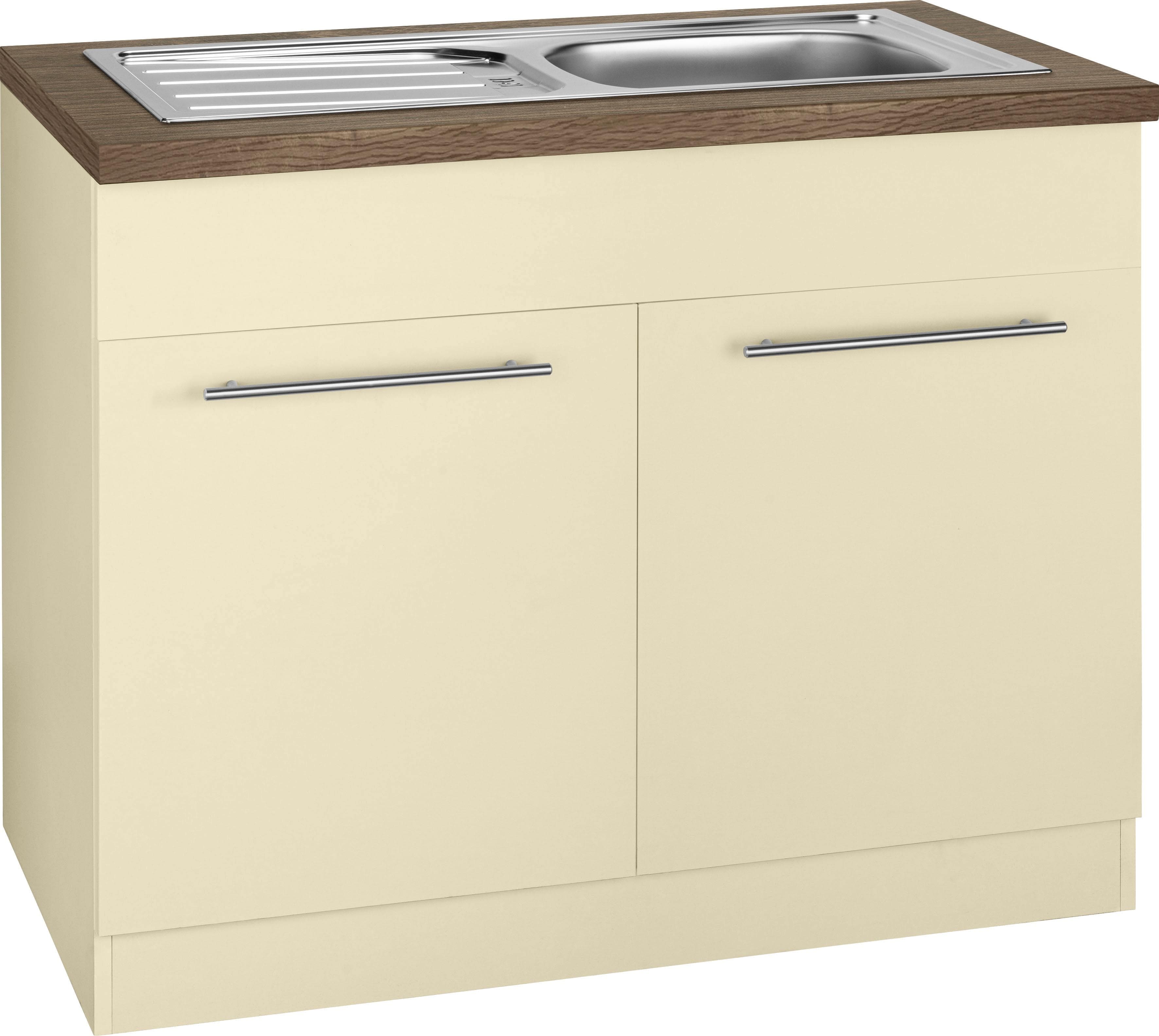 Wiho Küchen Spülenschrank Unna Magnolia Eiche Tabak mit Spüle