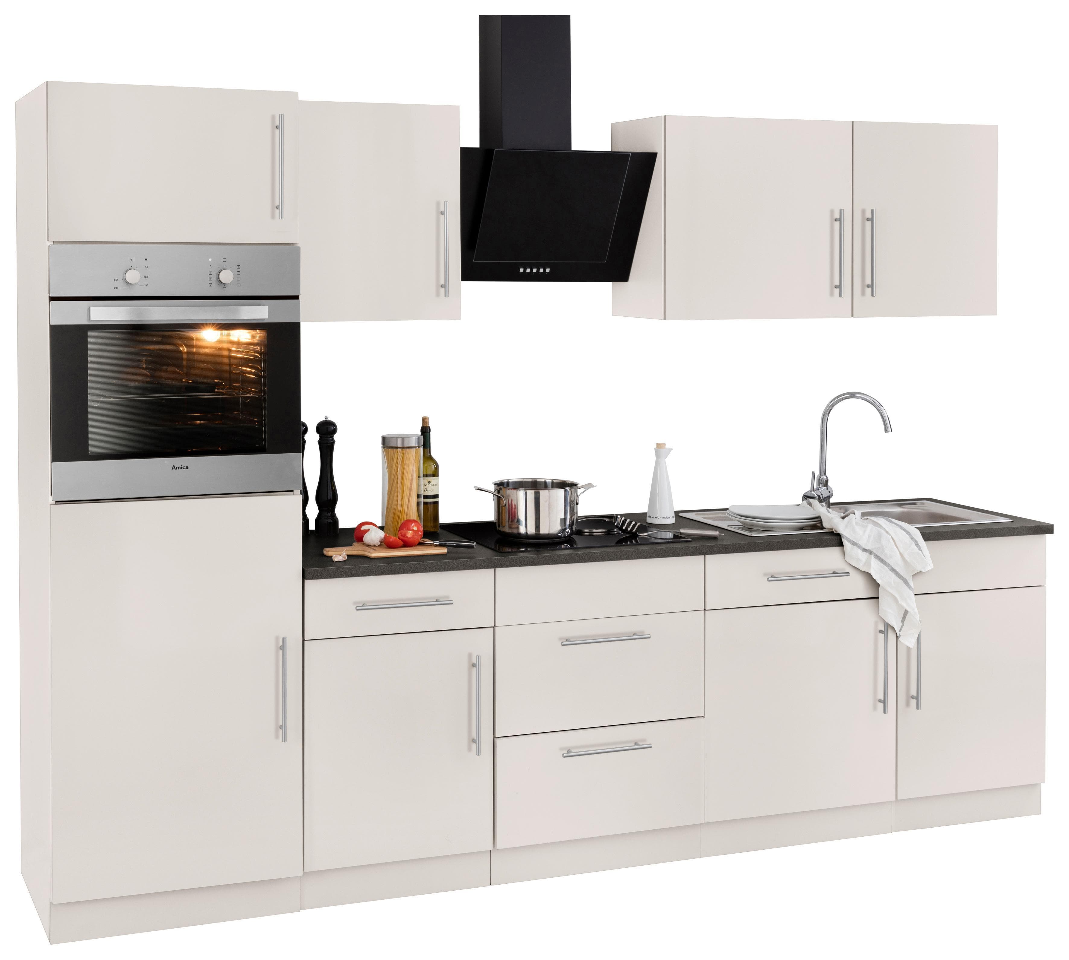 WIHO Küchenzeile Cali Beige Grau mit Granitplatte