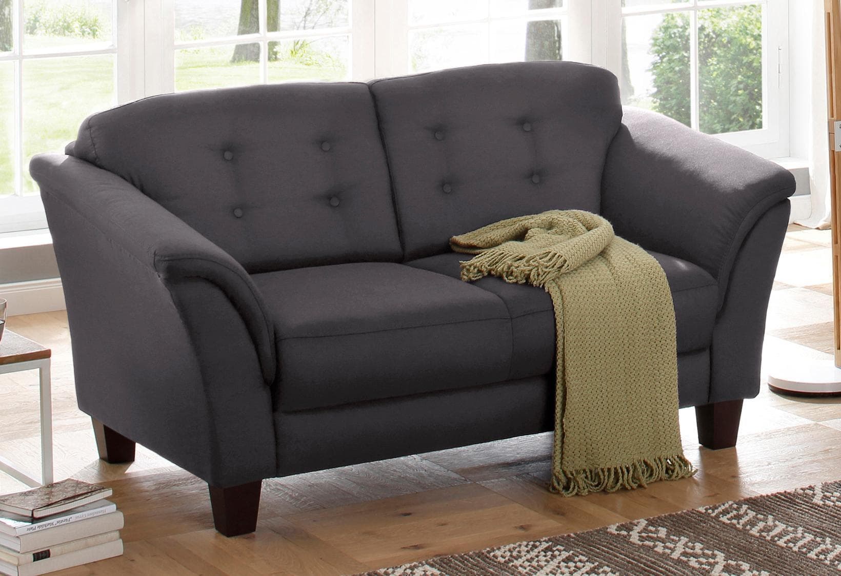 Home Affaire Trondheim 2-Sitzer Sofa Anthrazit mit Knopfheftung