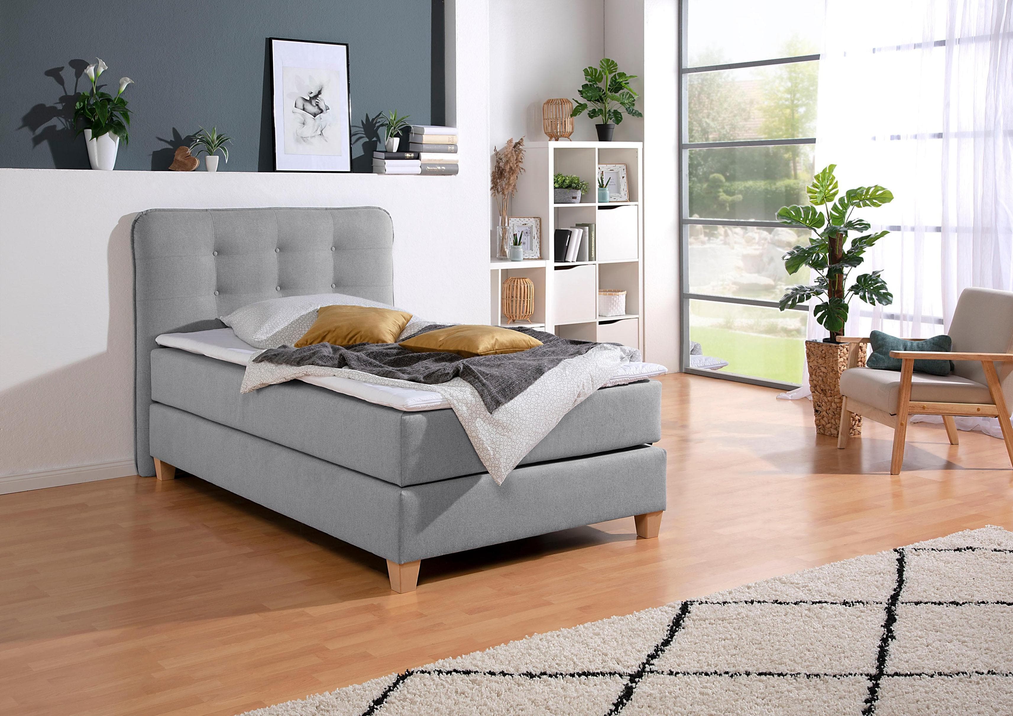 Home Affaire Boxspringbett Grau mit Komfortschaum-Topper