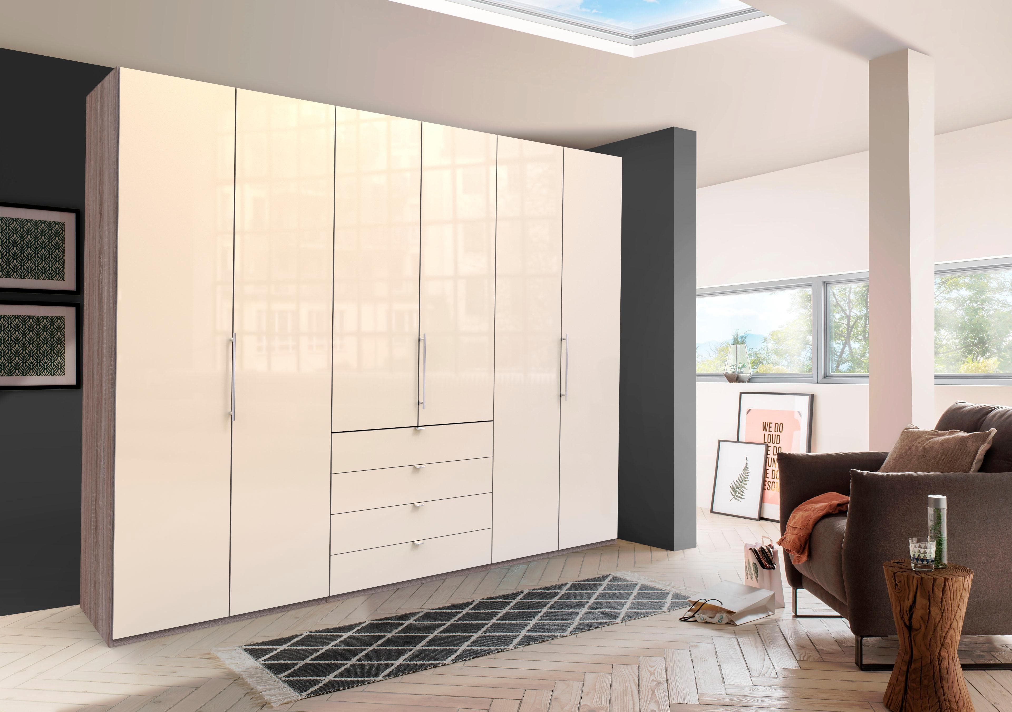 Kleiderschrank WIEMANN Loft Beige Glasfront 6-türig mit Soft-Close