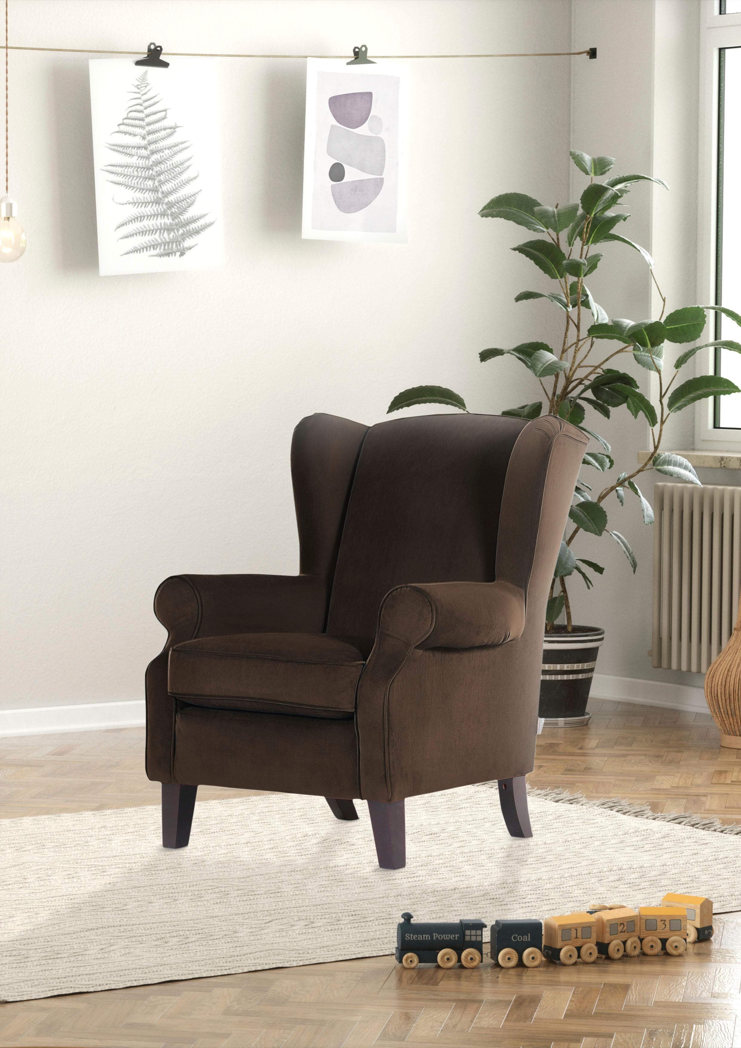 Gutmann Factory Ohrensessel: Robustes Design mit Wellenunterfederung