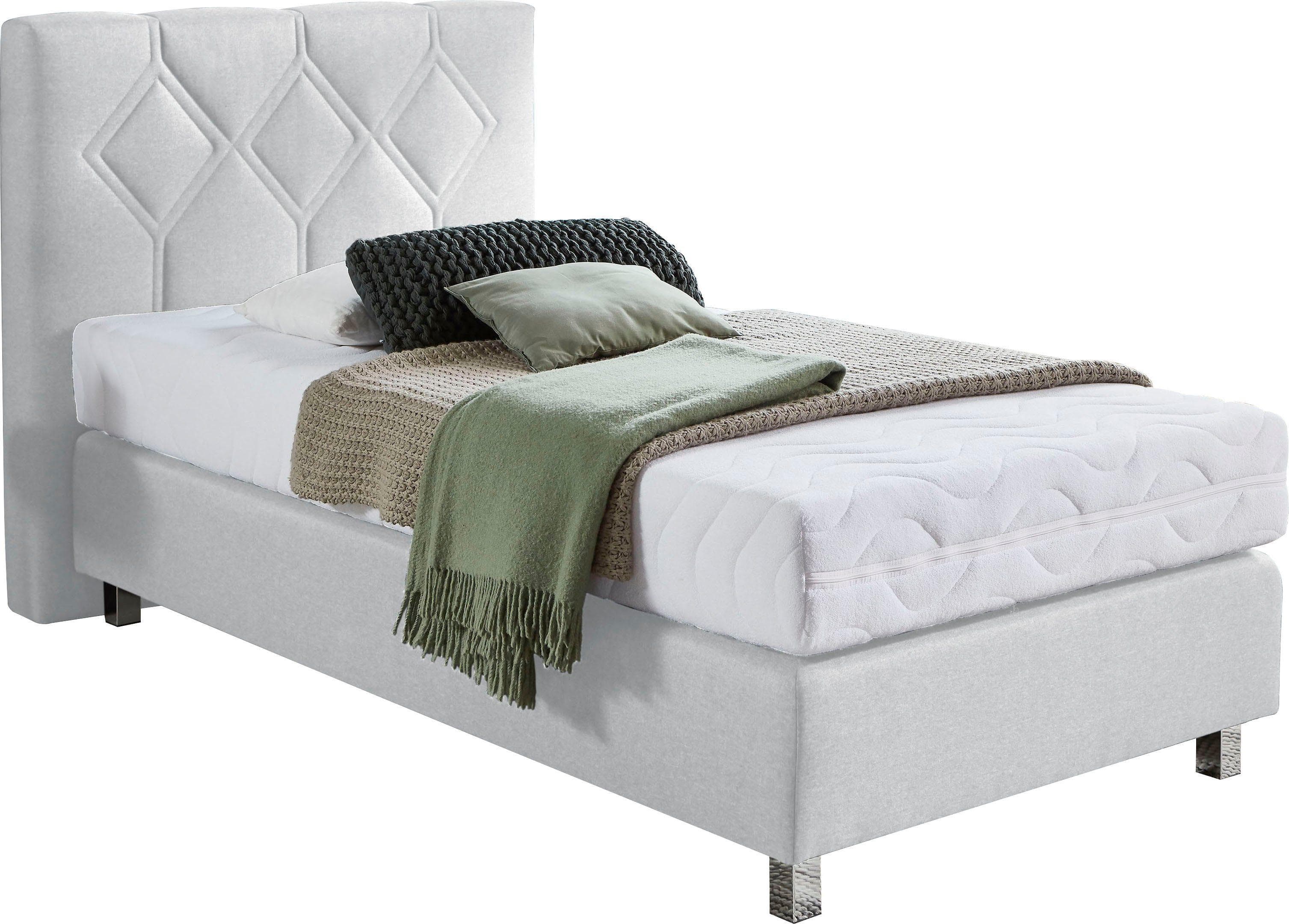 Westfalia Schlafkomfort Boxspringbett Phönix Weiß Microvelours