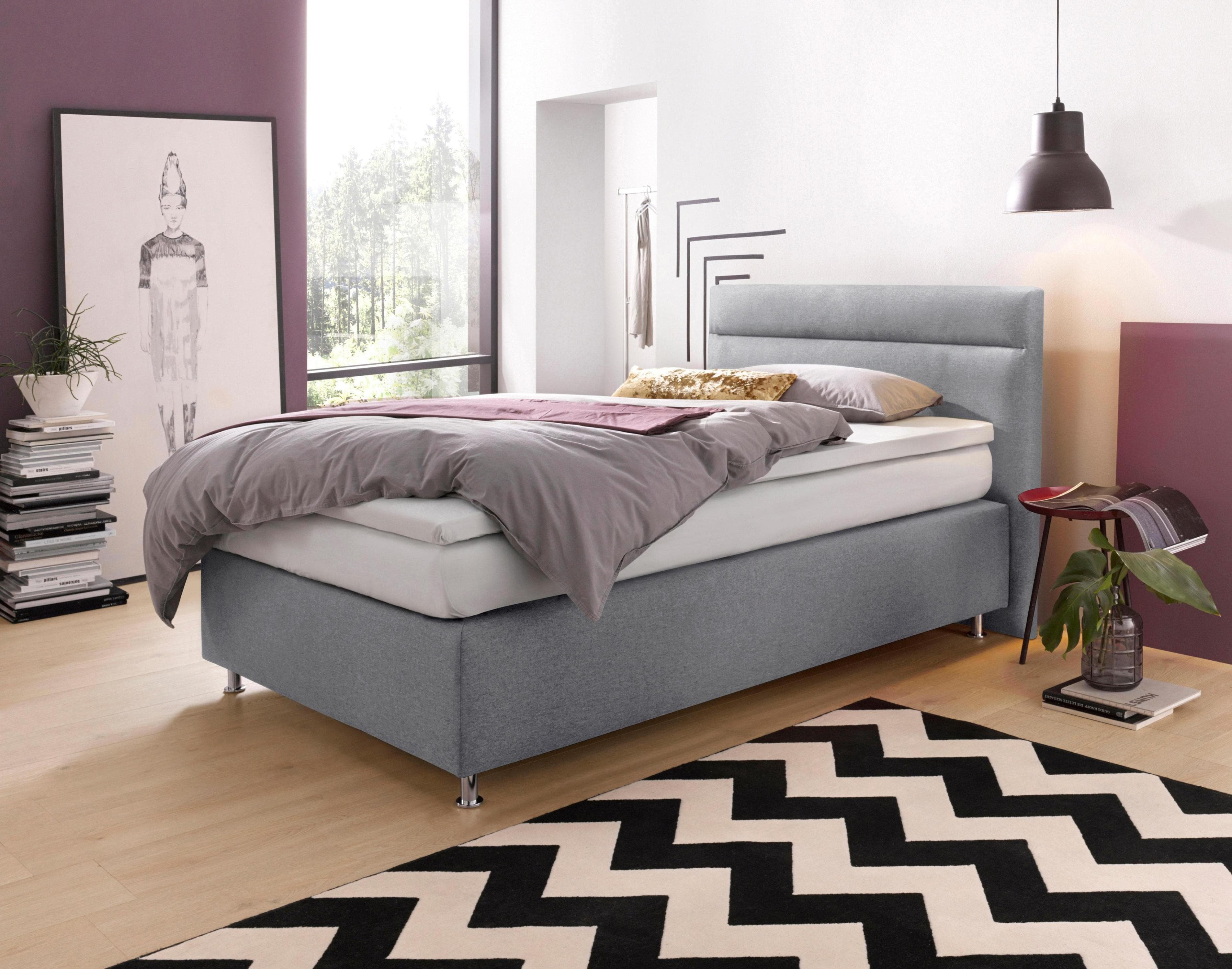 Westfalia Schlafkomfort Boxspringbett Grau Bonnell-Federkern