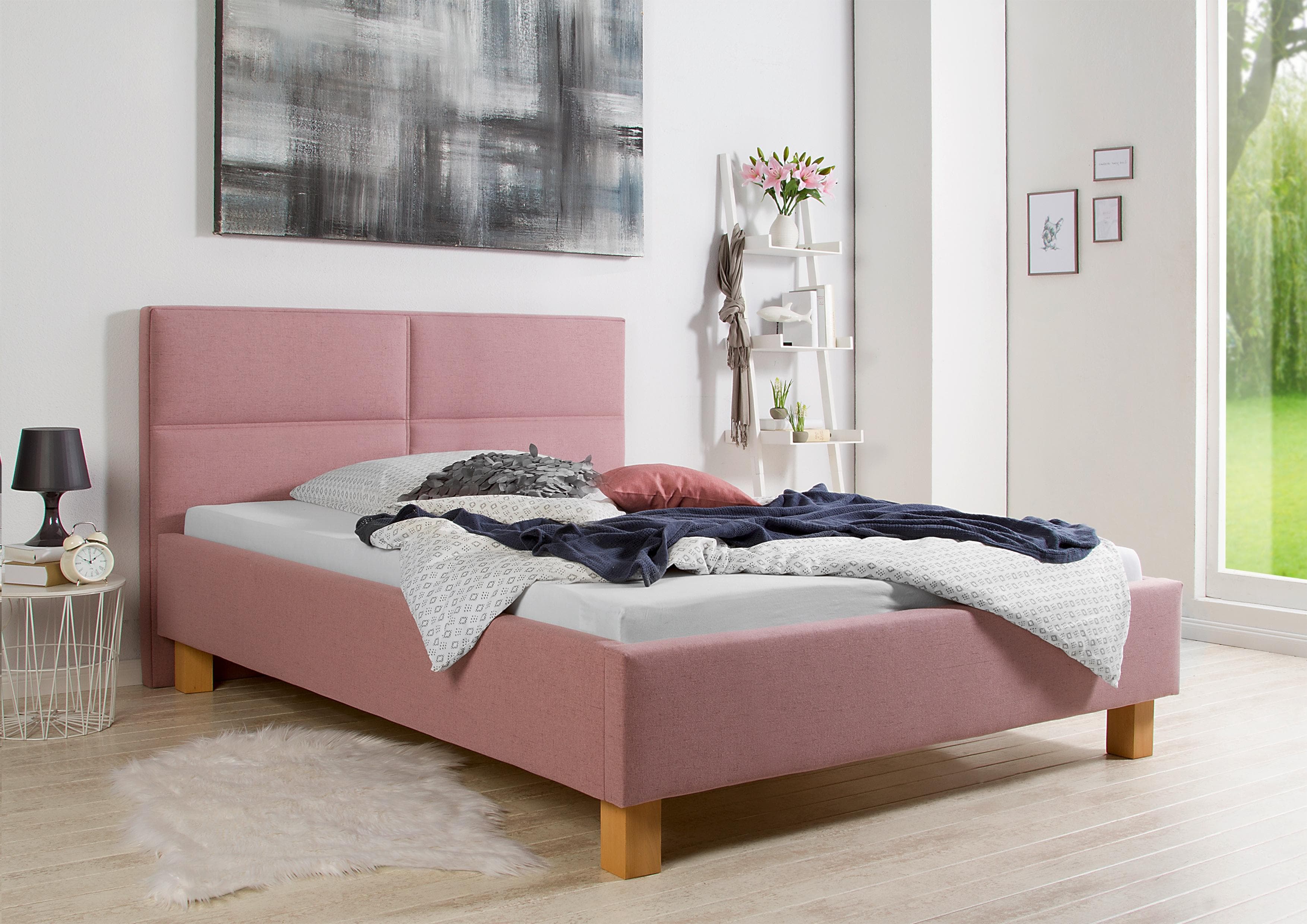 Maintal Polsterbett Derryville - Gemütliches Bett mit Holzfüßen