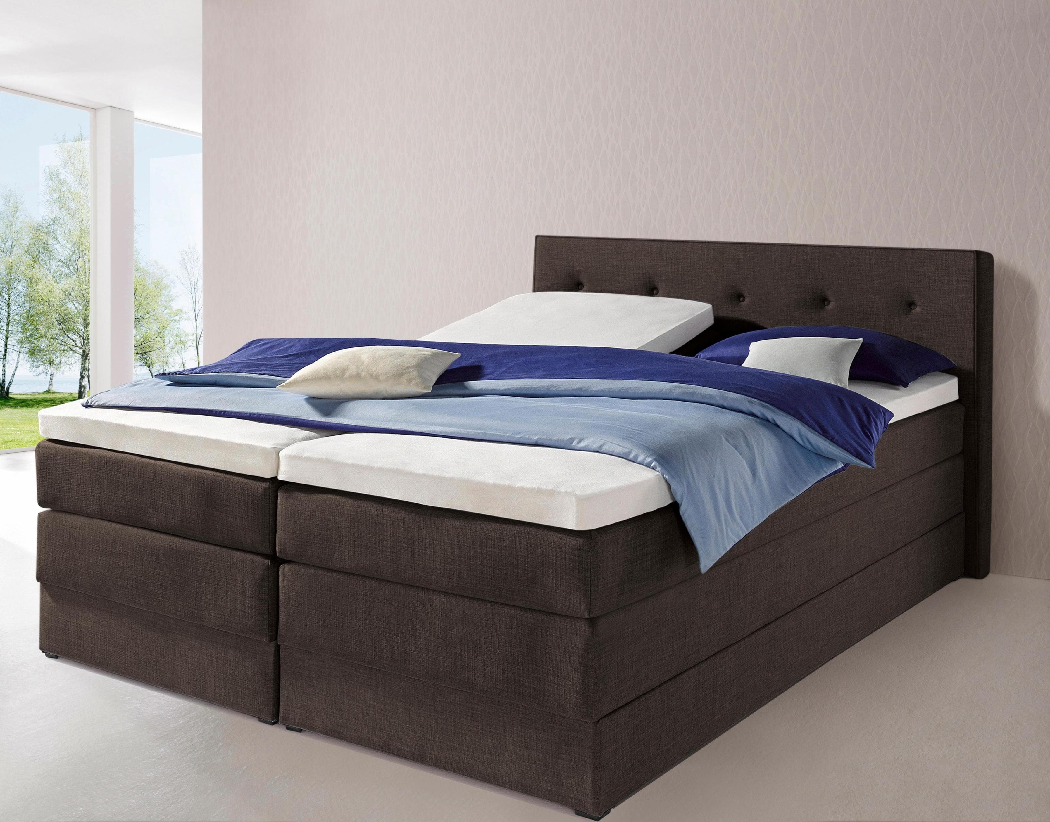 Boxspringbett HAPO Braun 200x200 cm mit Bettkasten