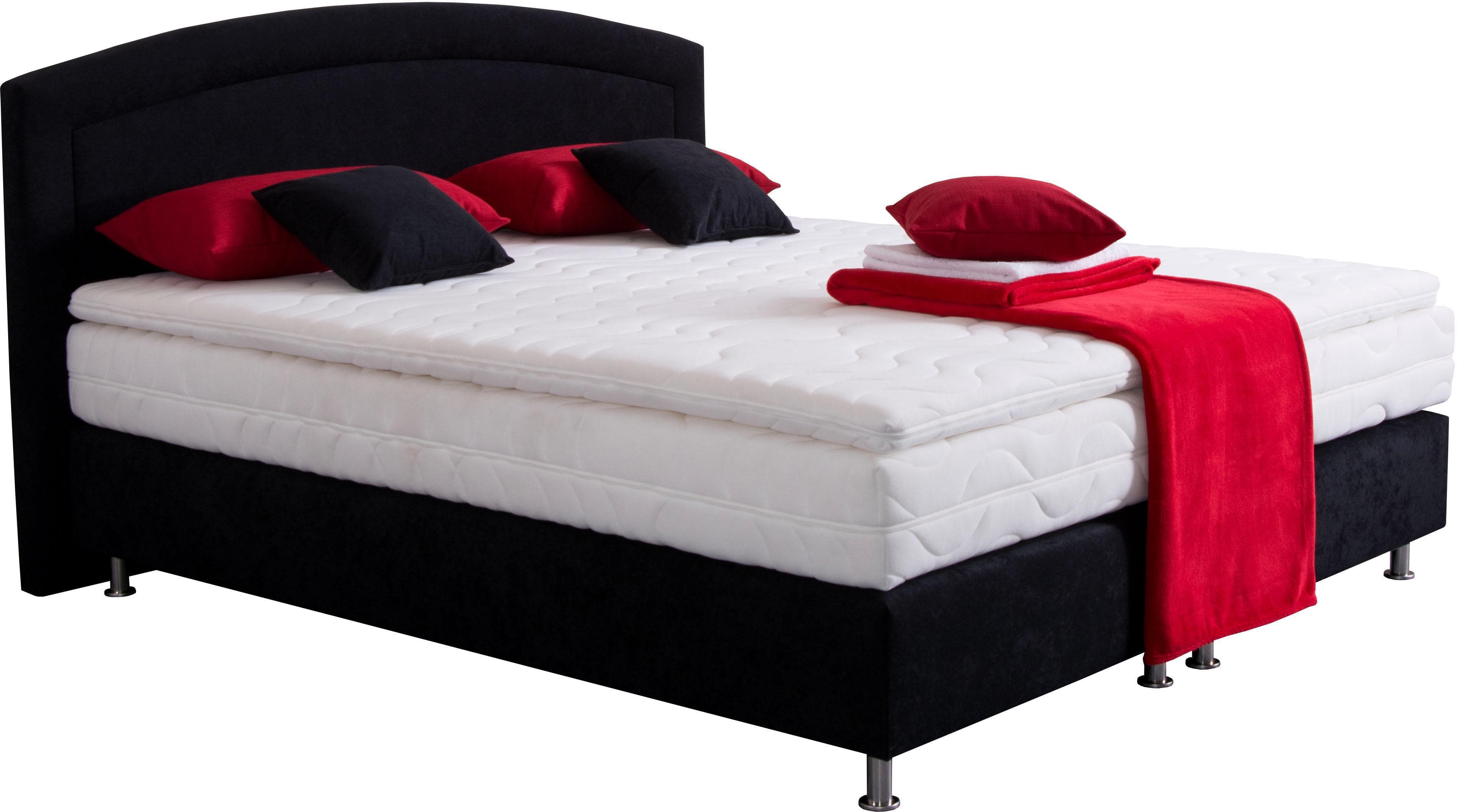 WESTFALIA SCHLAFKOMFORT Boxspringbett Schwarz mit Topper