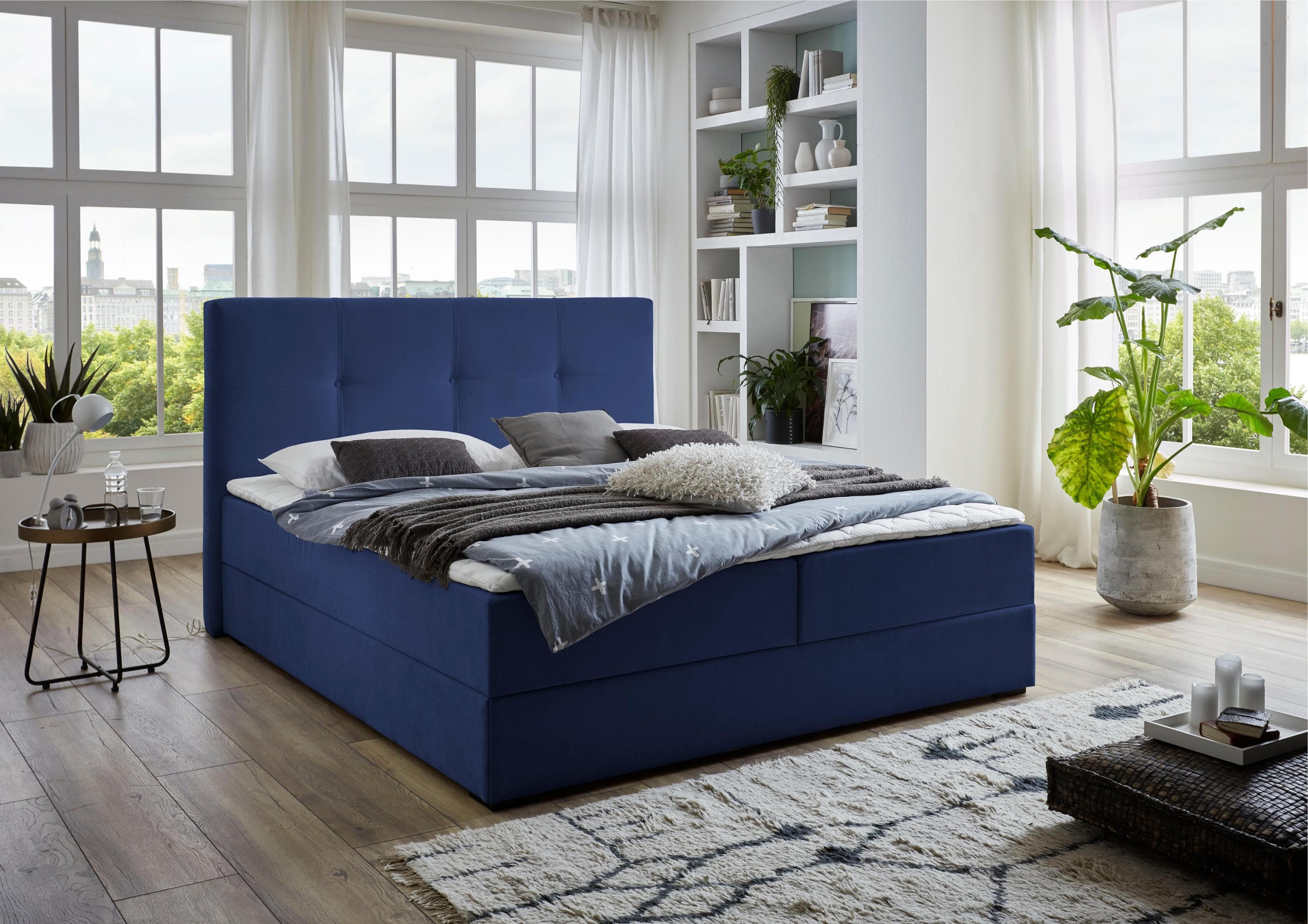 ATLANTIC HOME COLLECTION Boxbett Lucy Navyblau mit Bettkasten