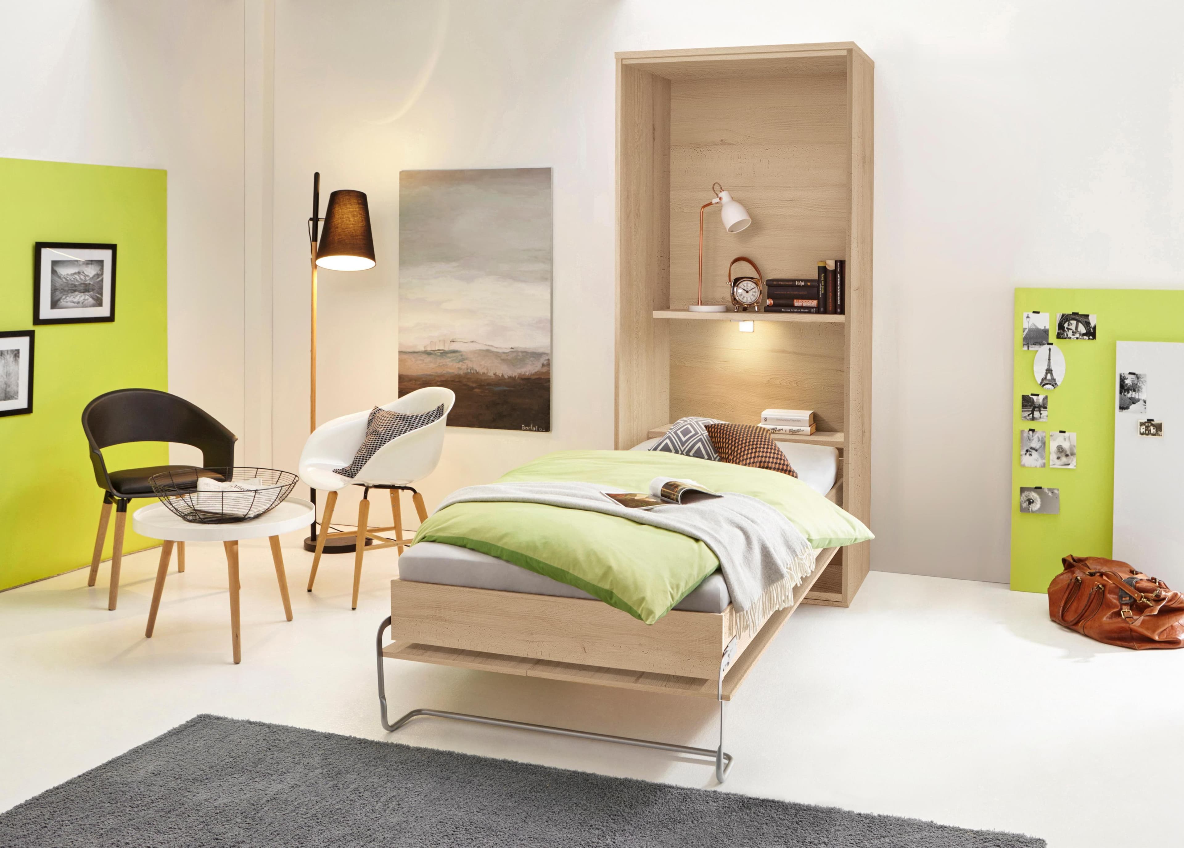 Schrankbett PRIESS Ancona Braun mit LED-Beleuchtung