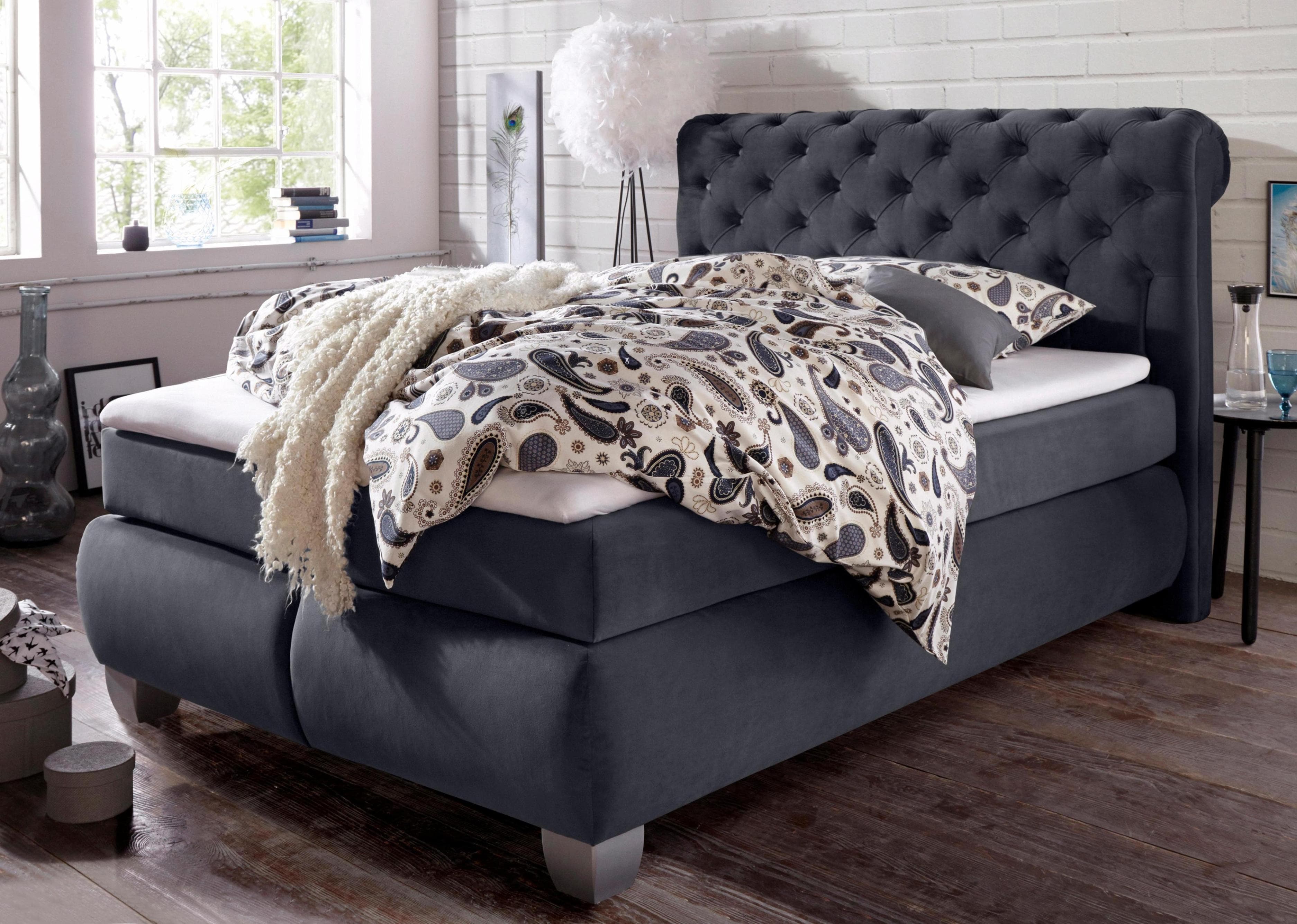 HAPO Boxspringbett Anthrazit Samtbezug 200x200 cm