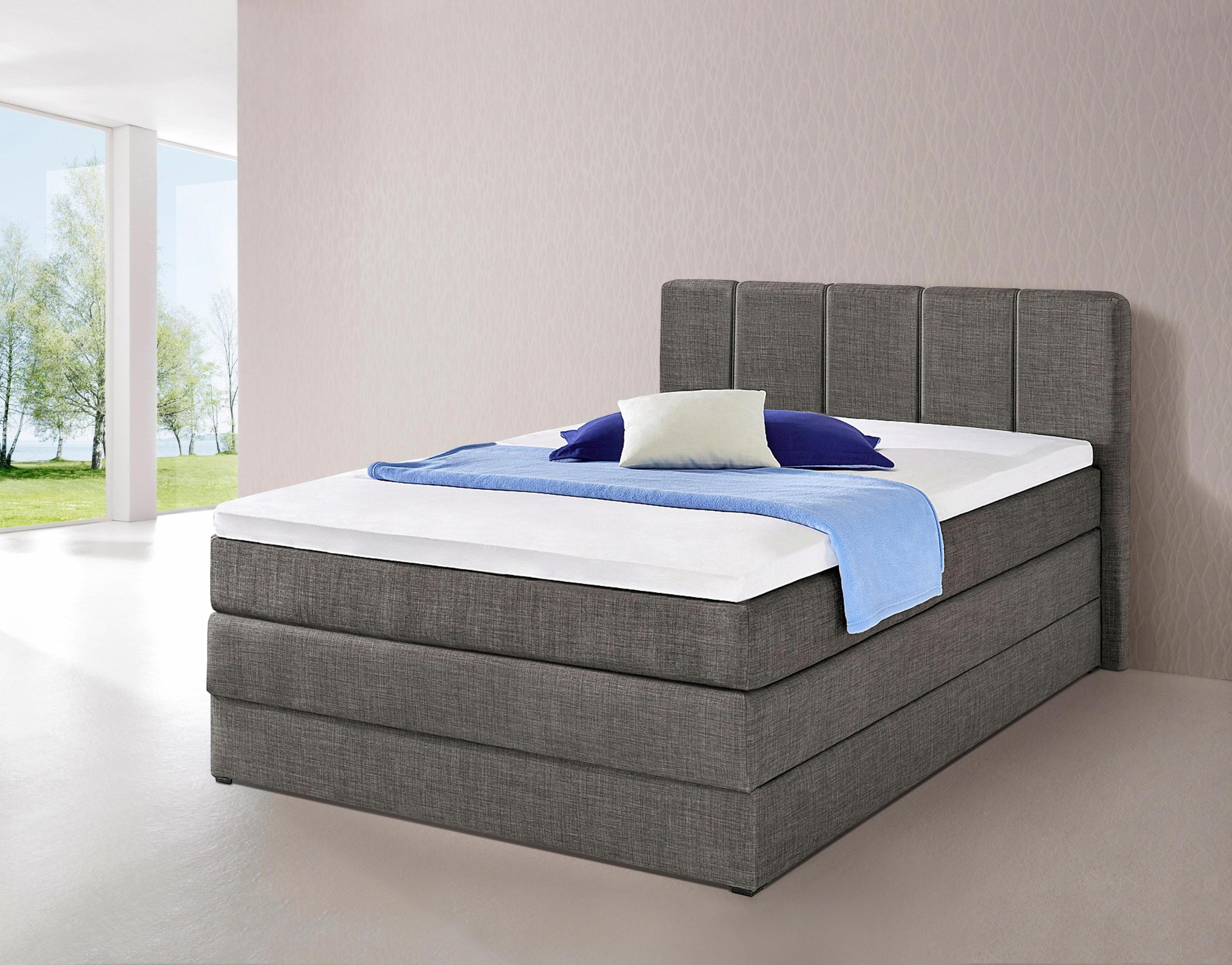 HAPO Boxspringbett Anthrazit 7-Zonen-Kaltschaum mit Bettkasten
