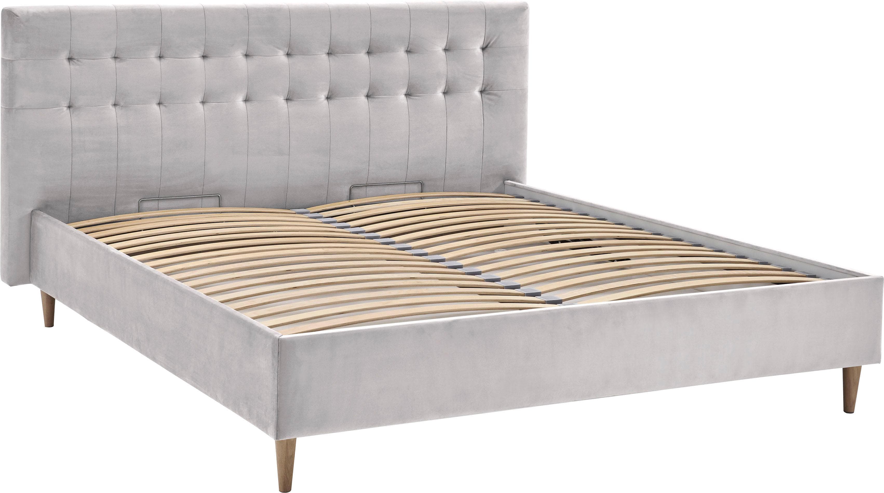 Atlantic Home Collection Polsterbett Veronika hellgrau mit Bettkasten