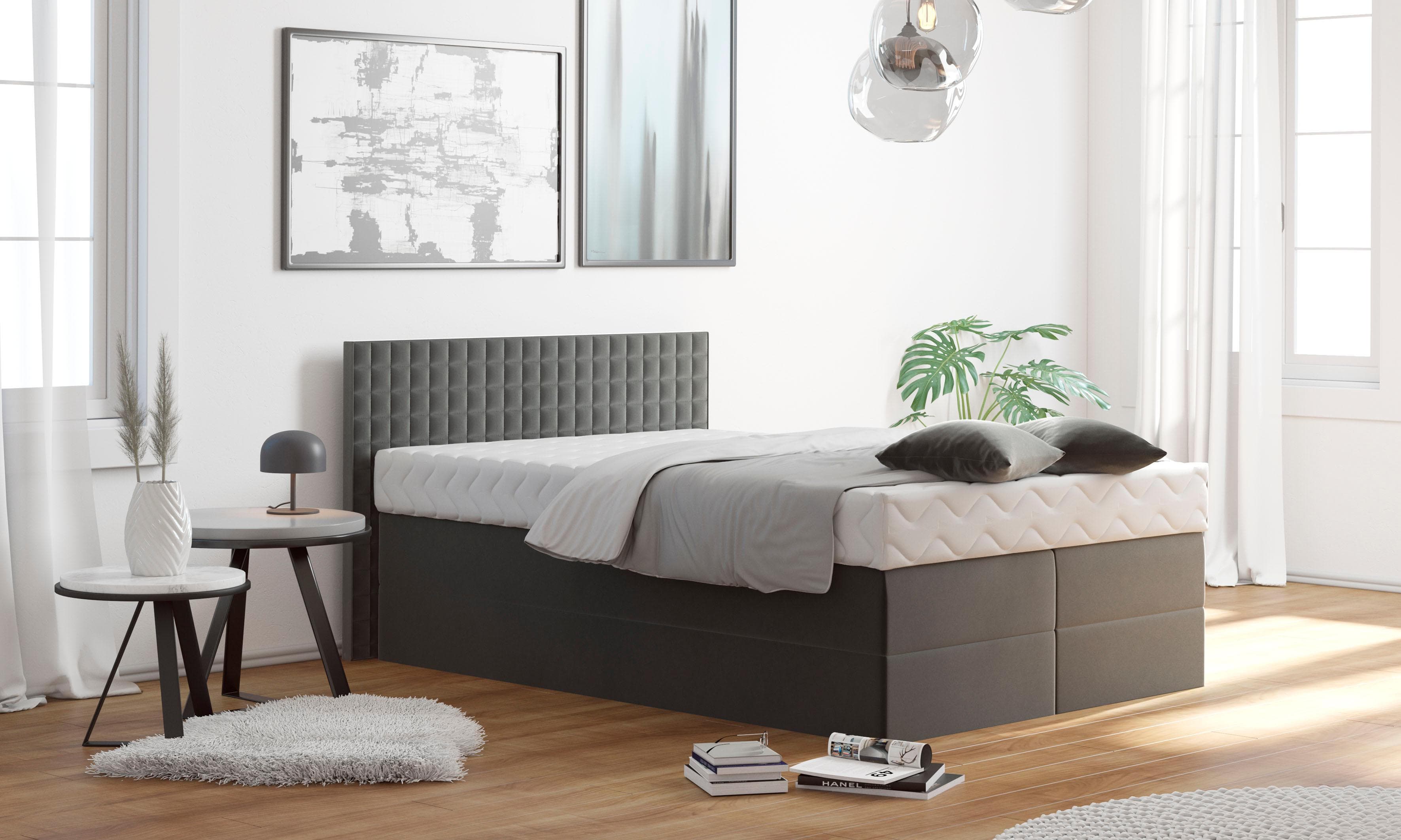 Westfalia Schlafkomfort Boxspringbett Anthrazit mit Topper