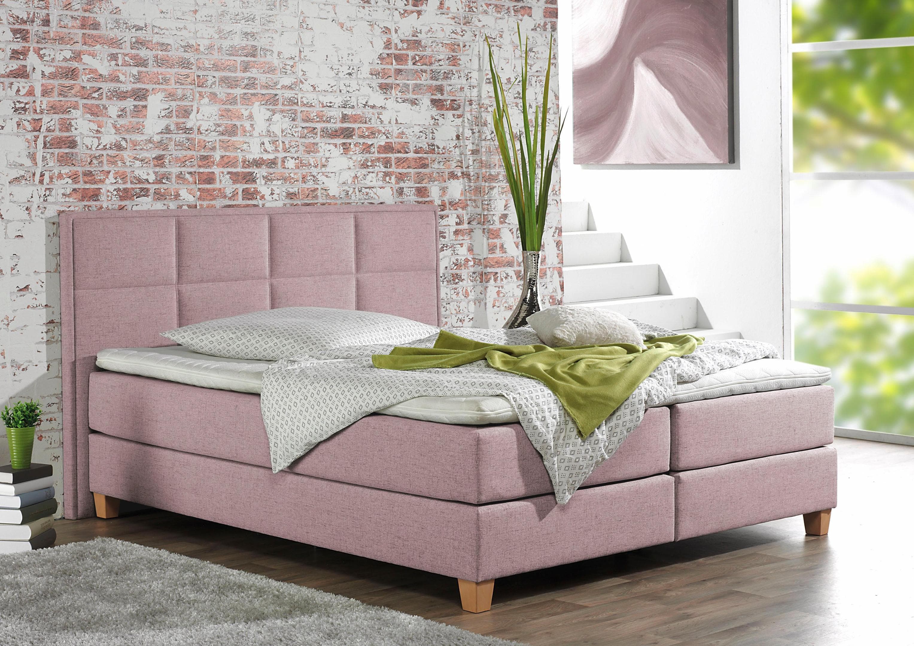 Home Affaire Boxspringbett Casey Rosa mit Topper