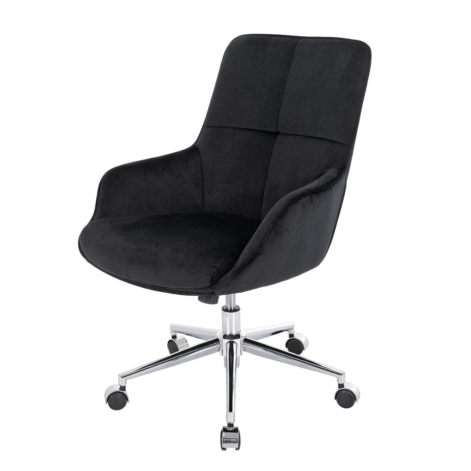 MCW Bürostuhl MCW-J64 Schwarz Samt Drehstuhl mit Armlehne höhenverstellbar