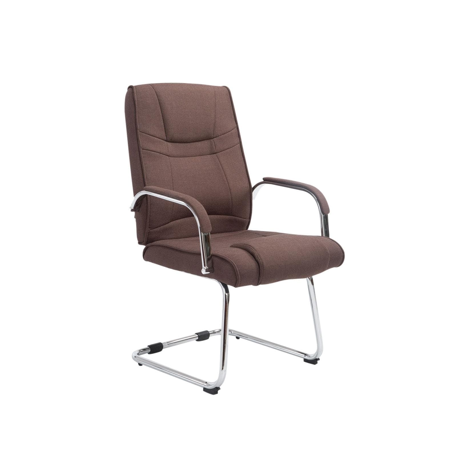 Braun gepolsterter Besucherstuhl mit Metallgestell