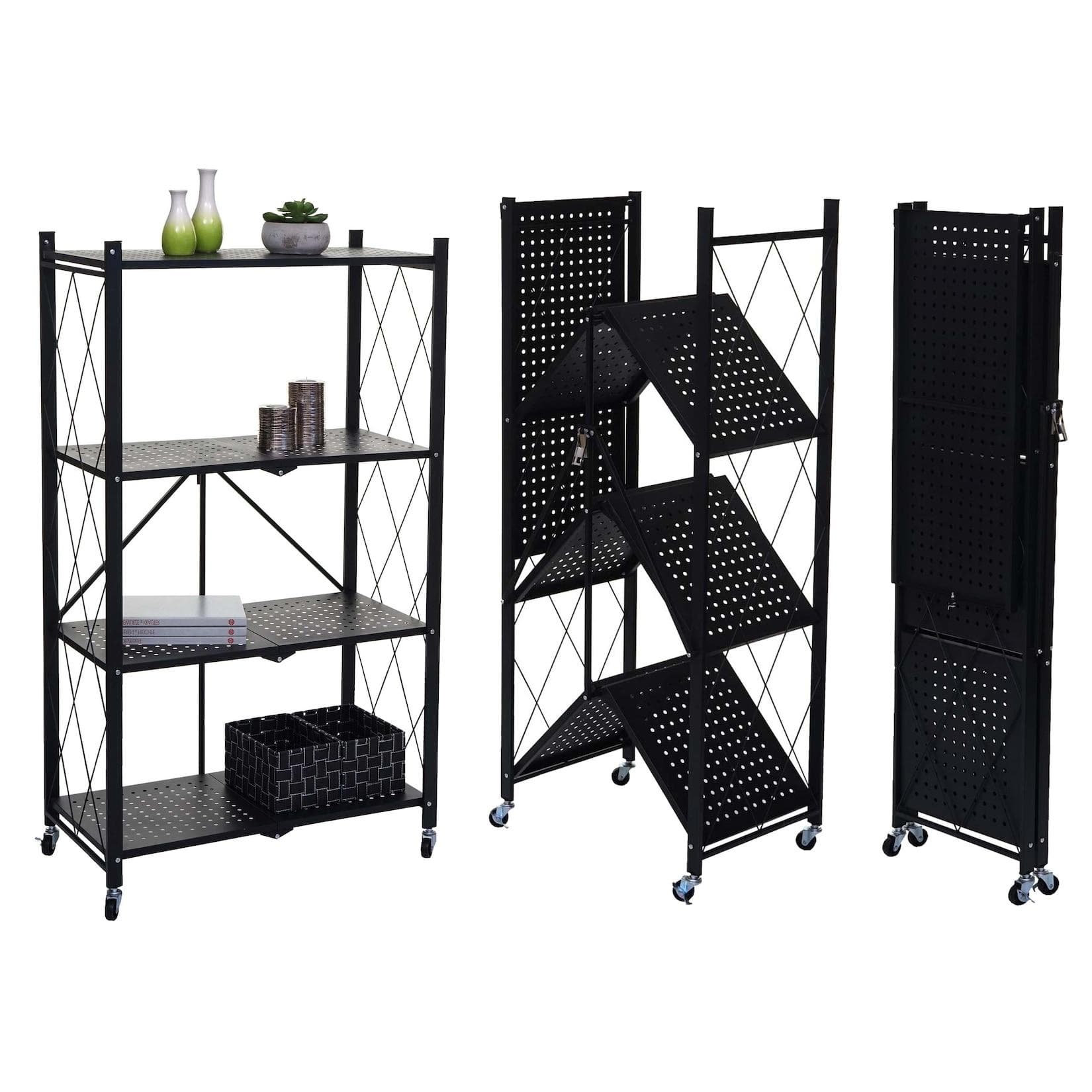MCW Regal MCW-J85 Standregal Wohnregal Faltbar Stahl Schwarz 4 Ebenen