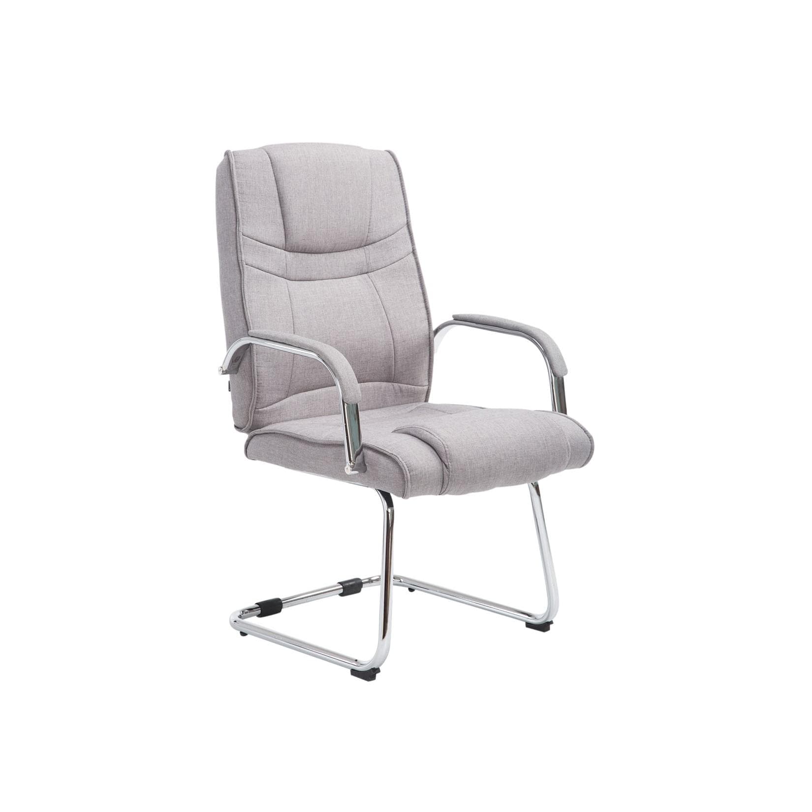 Grauer Stoff-Besucherstuhl mit Metallgestell