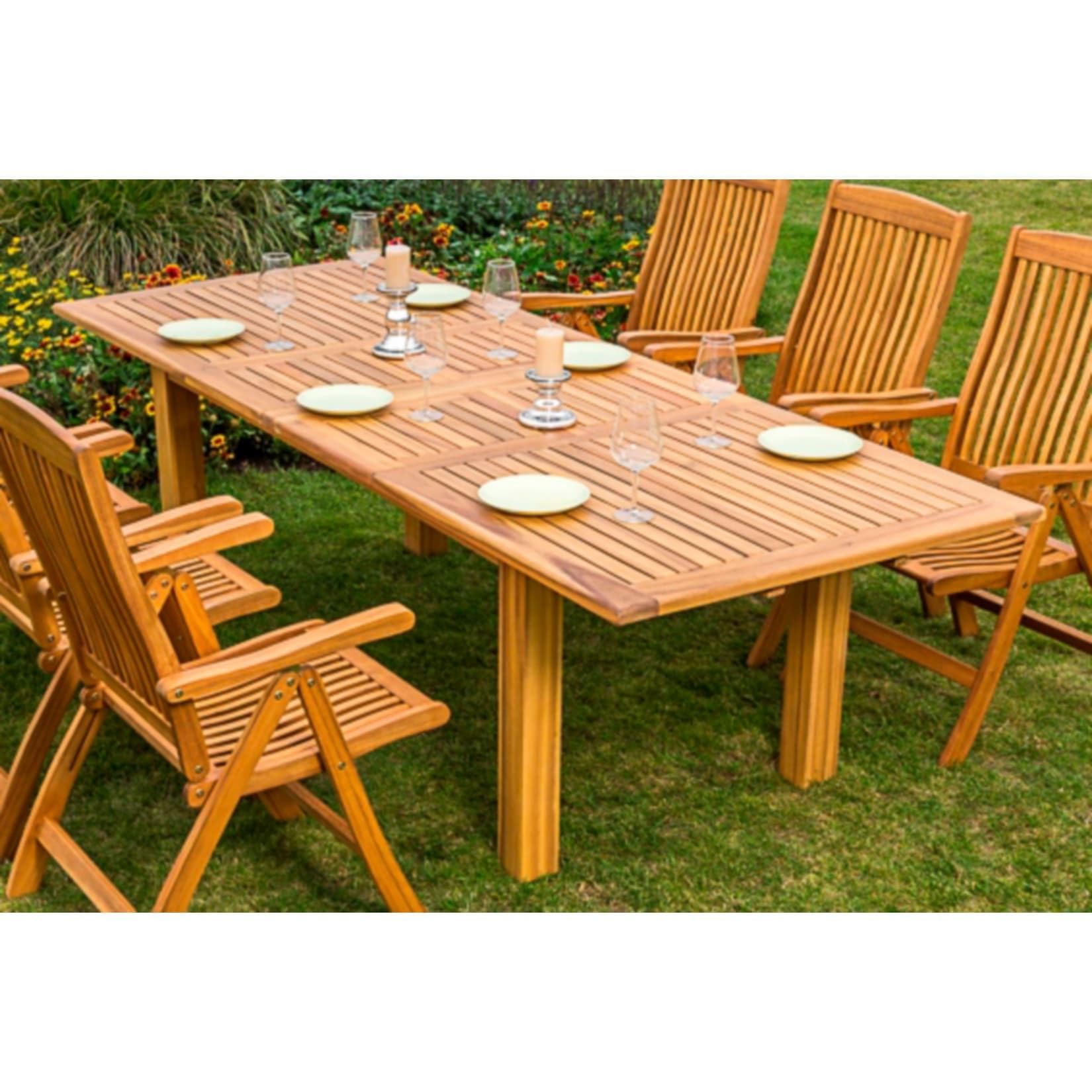 Merxx Akazienholz Gartentisch Ausziehbar Braun Holzoptik