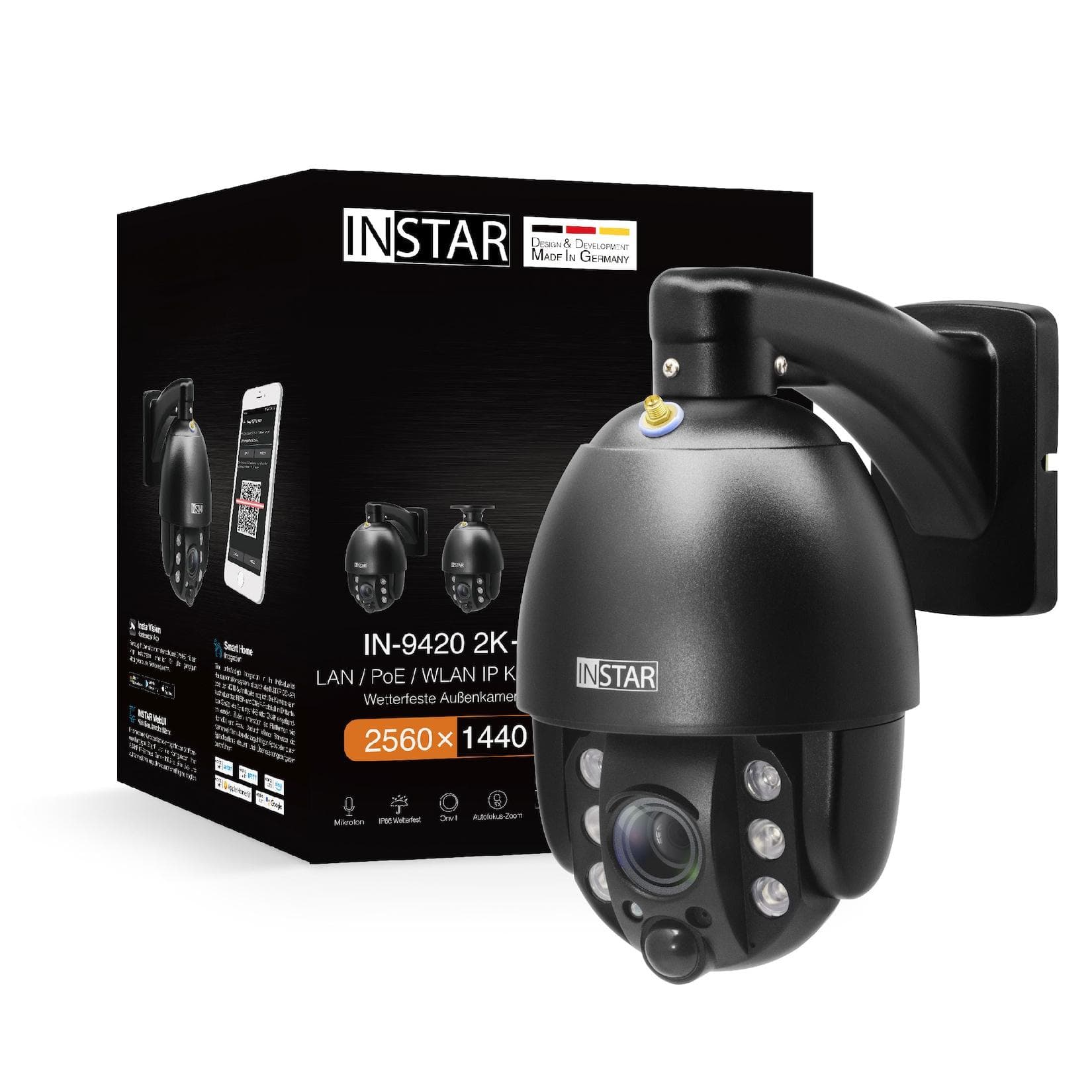 INSTAR Überwachungskamera IN-9420 2K+ POE WLAN Schwarz