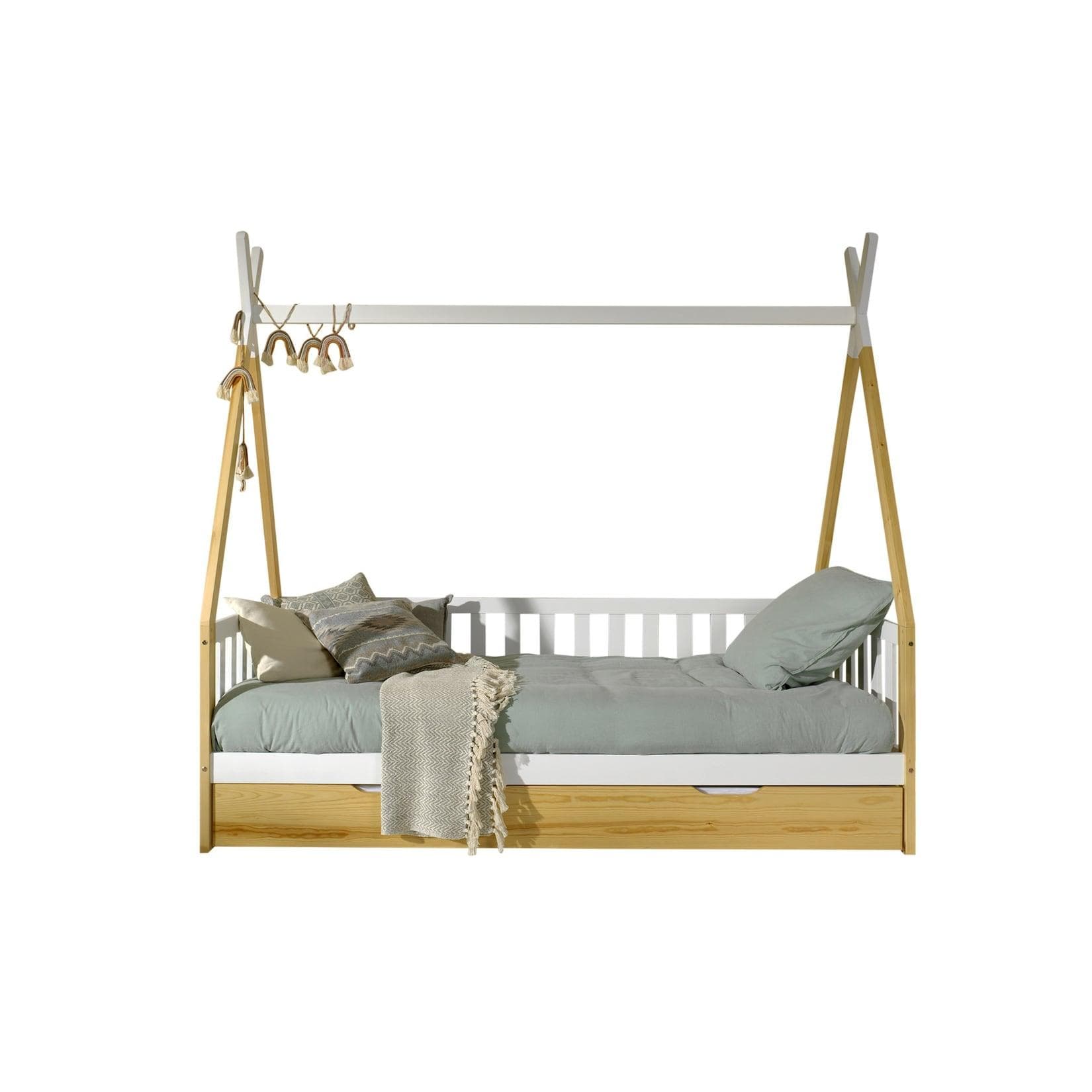 Kiefer Kojenbett Tipi mit Rollrost & Optionaler Schublade