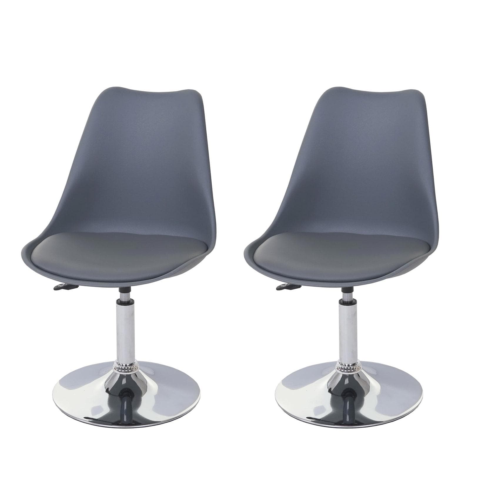 MCW 2er-Set Esszimmerstuhl Vaasa T501 Dunkelgrau Kunstleder Höhenverstellbar