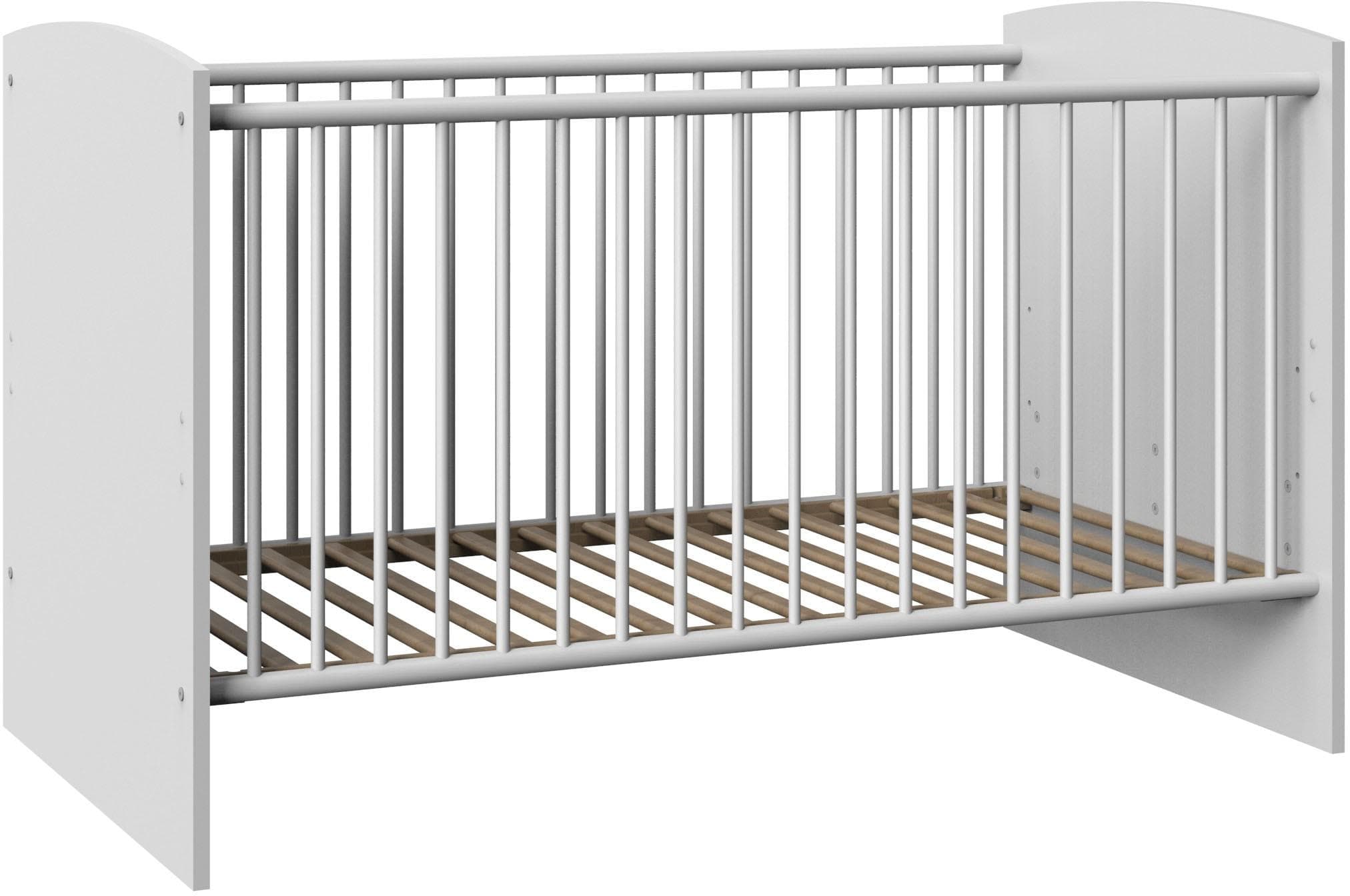 3-fach höhenverstellbares Babybett mit Schlupfsprossen aus Massivholz