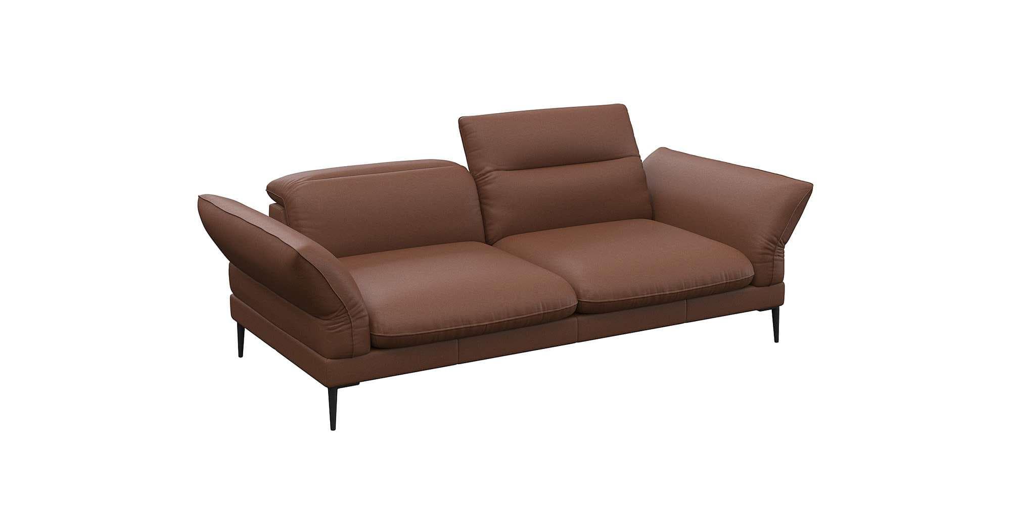 FLEXLUX Salino 2,5-Sitzer Sofa mit Echtleder und Verstellfunktion