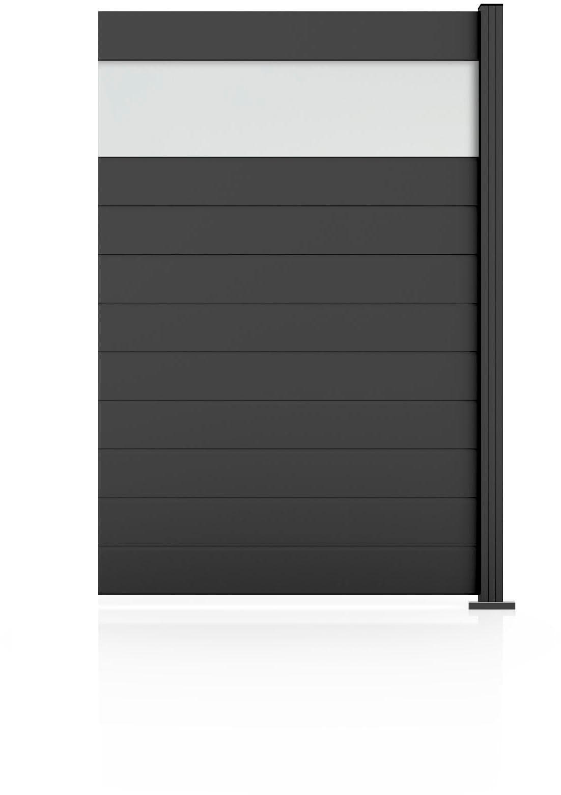 Gartenzaun STAKET PRO Anbauzaun Paneel 150 Anthrazit Struktur Aluminium Glas