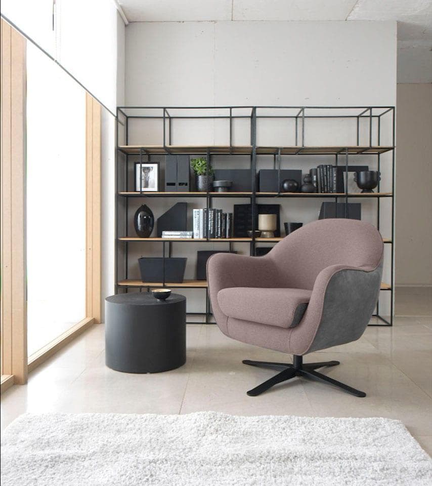 TRENDMANUFAKTUR Mira Loungesessel Rosa Grau Drehfunktion Microfaser