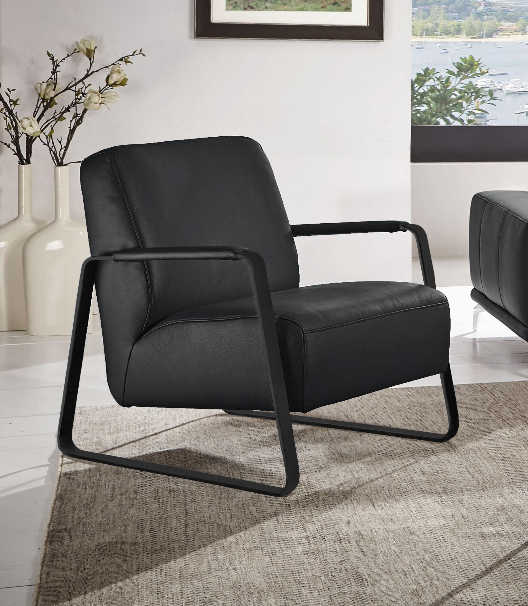 W.SCHILLIG quadroo Cocktailsessel Schwarz Longlife Leder