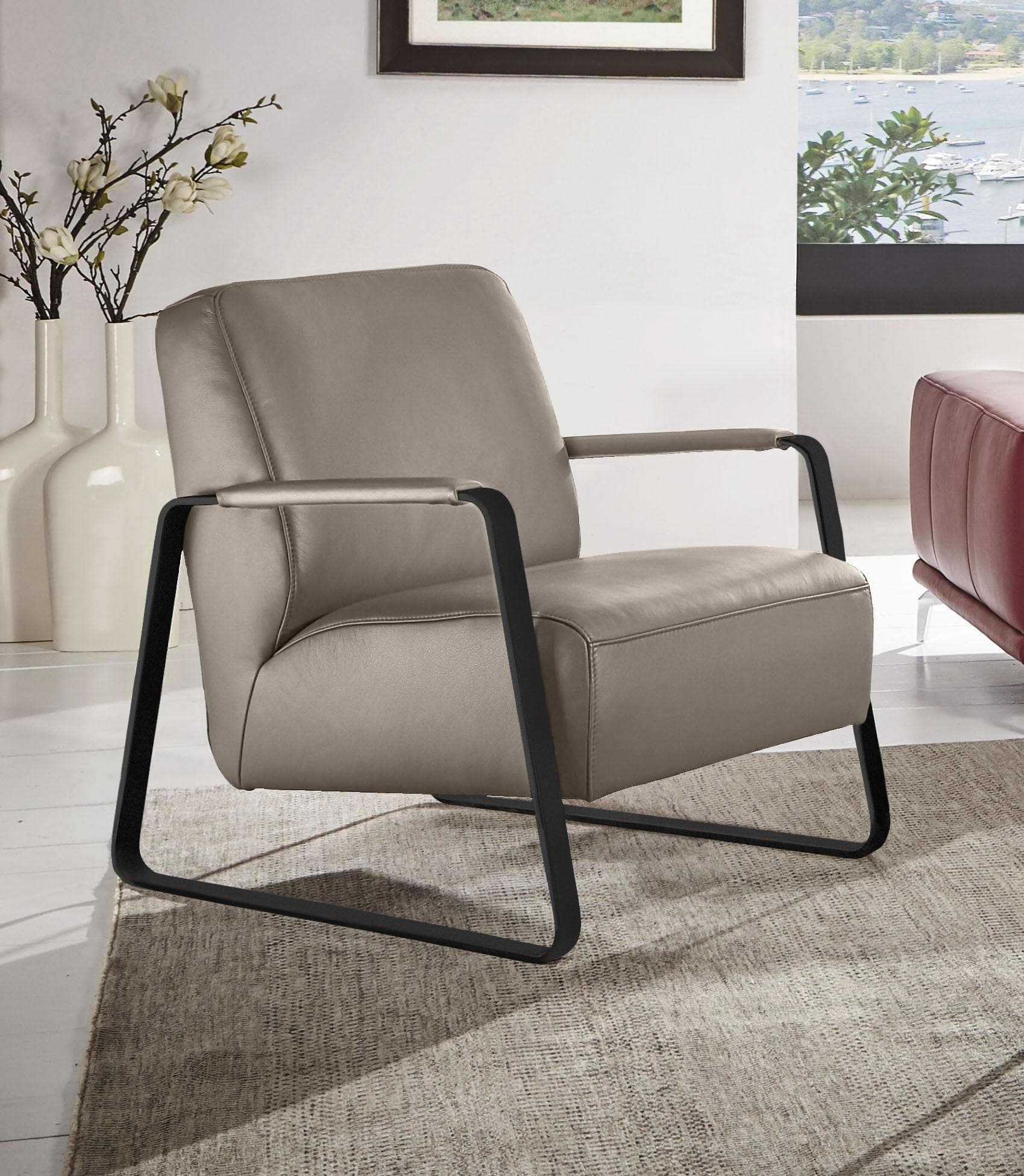 W.SCHILLIG Cocktailsessel quadroo Loungesessel Braun Longlife Xtra-Leder