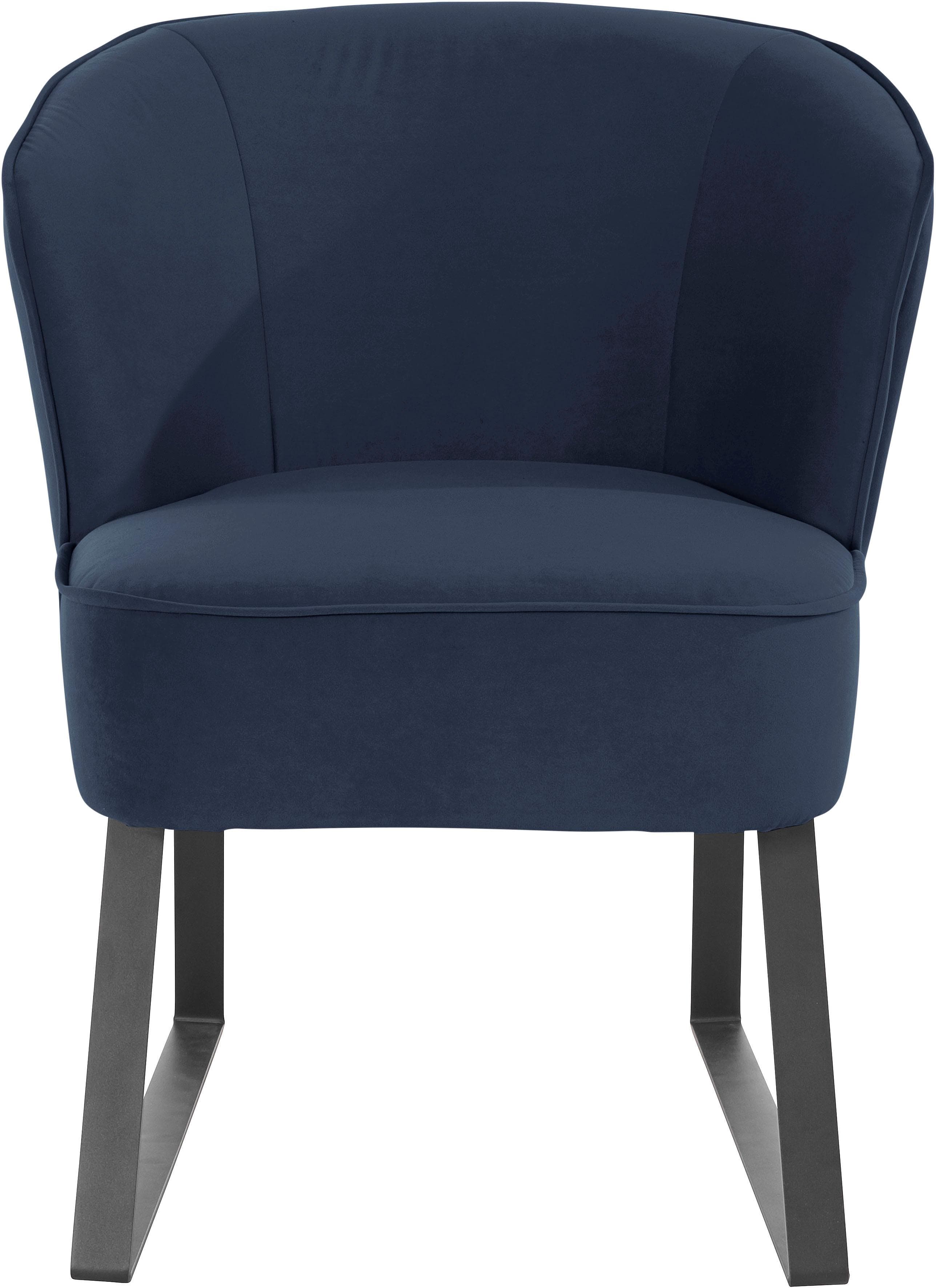 EXXPO Loungesessel Americano Navy Blau Samtvelours Metallfüße