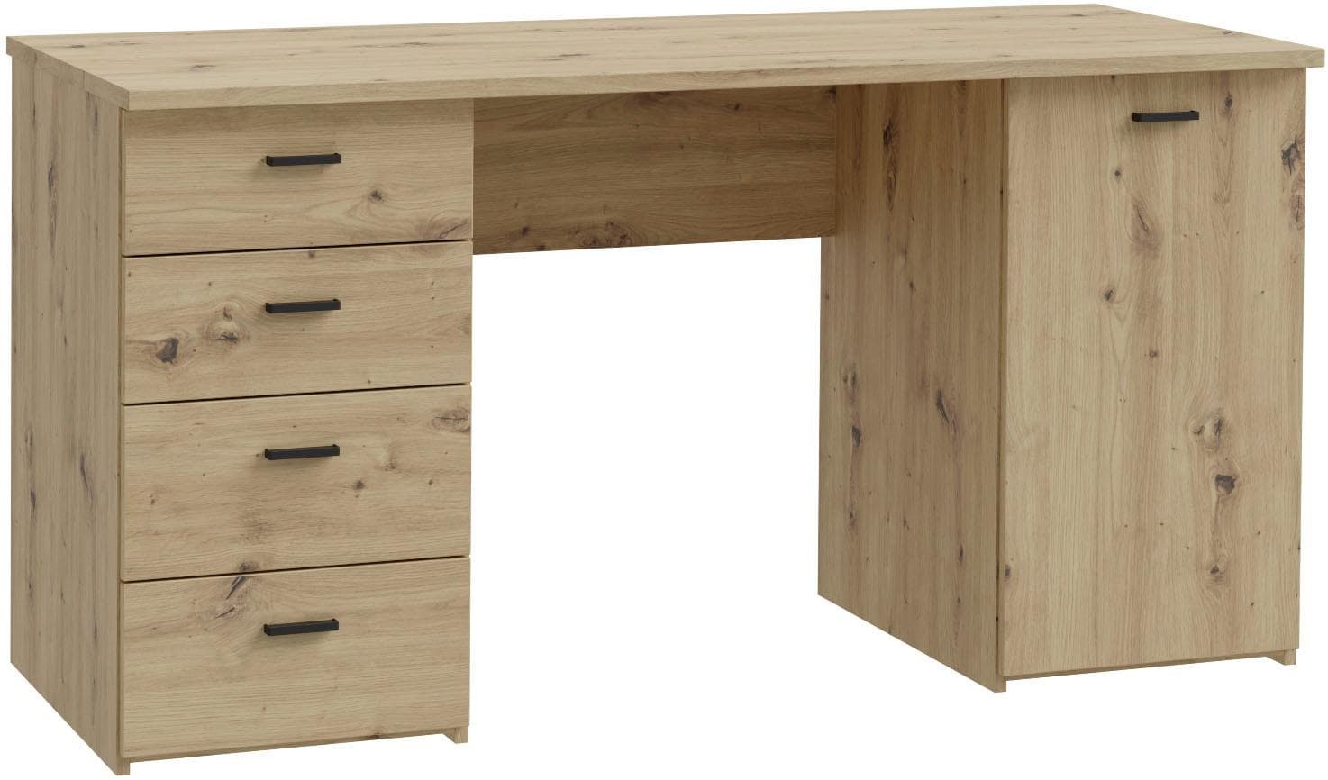 Schreibtisch mit 4 Schubladen und Soft-Close | Artisan Eiche Dekor