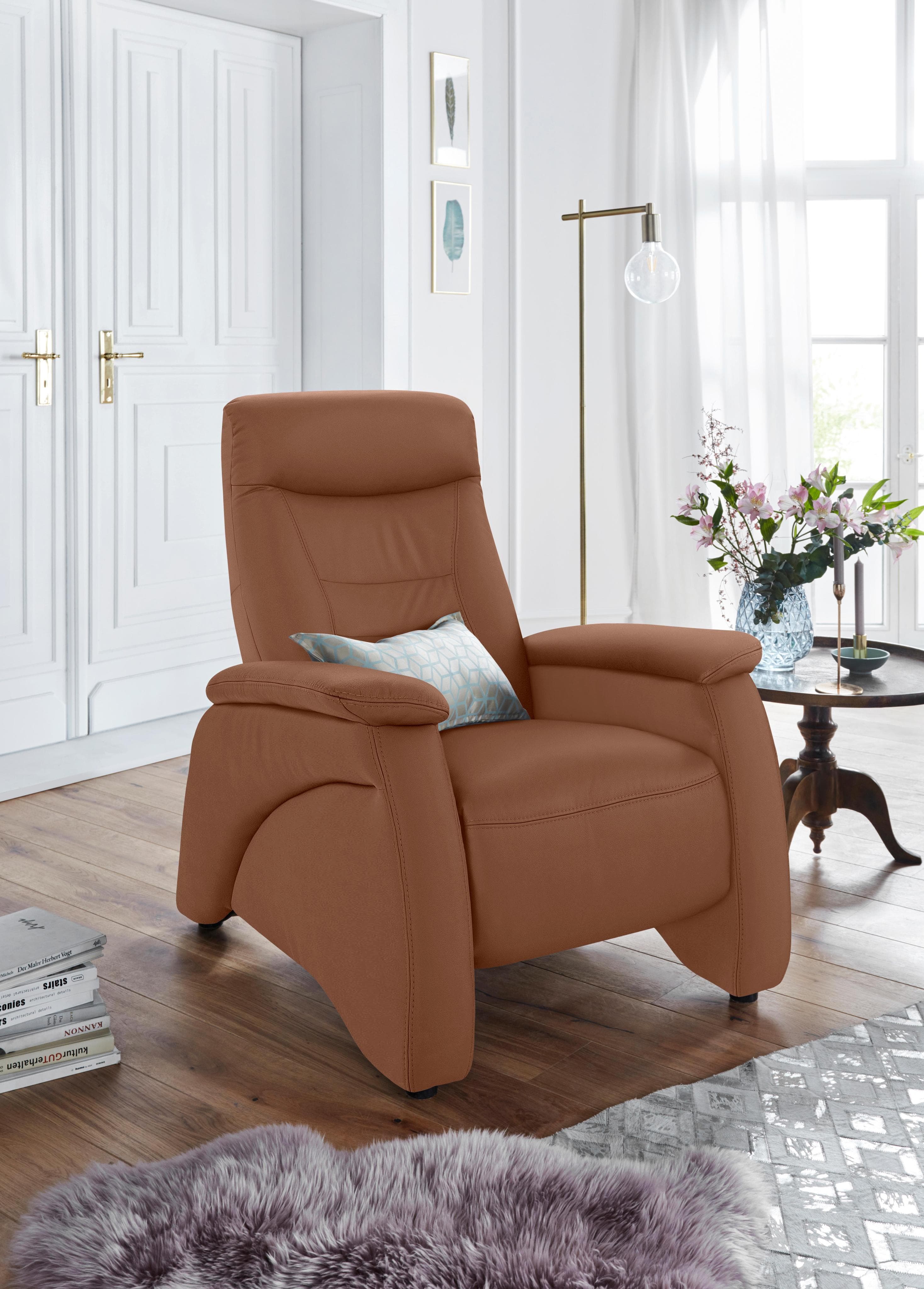 EXXPO Relaxsessel Ascoli Cognac Naturleder mit Relaxfunktion