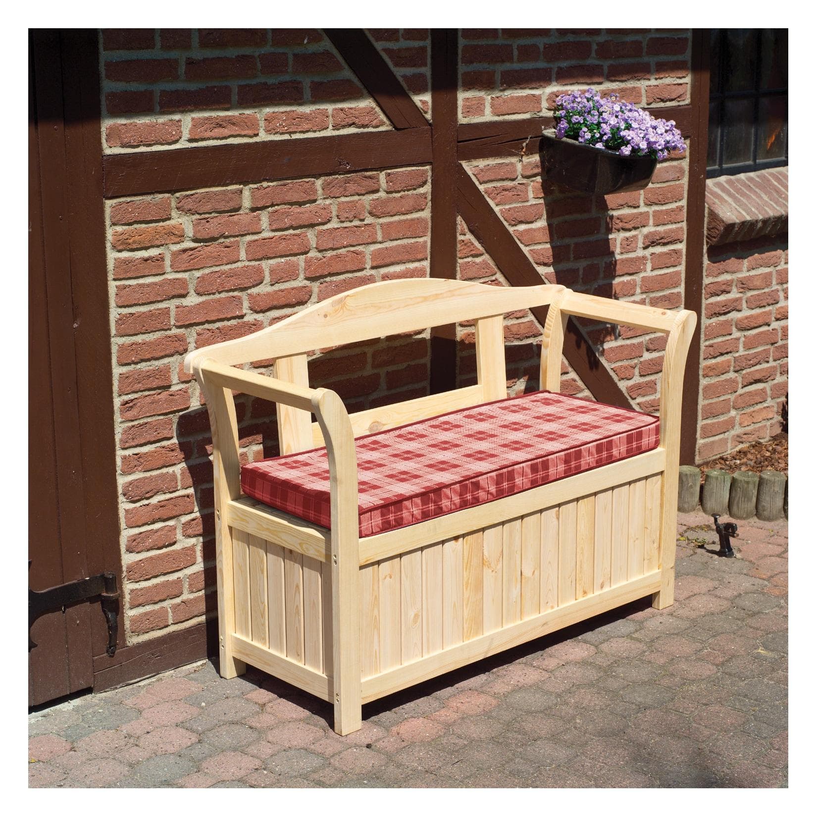 Promadino Friesenbank mit Kissenbox + Sitzauflage Blau