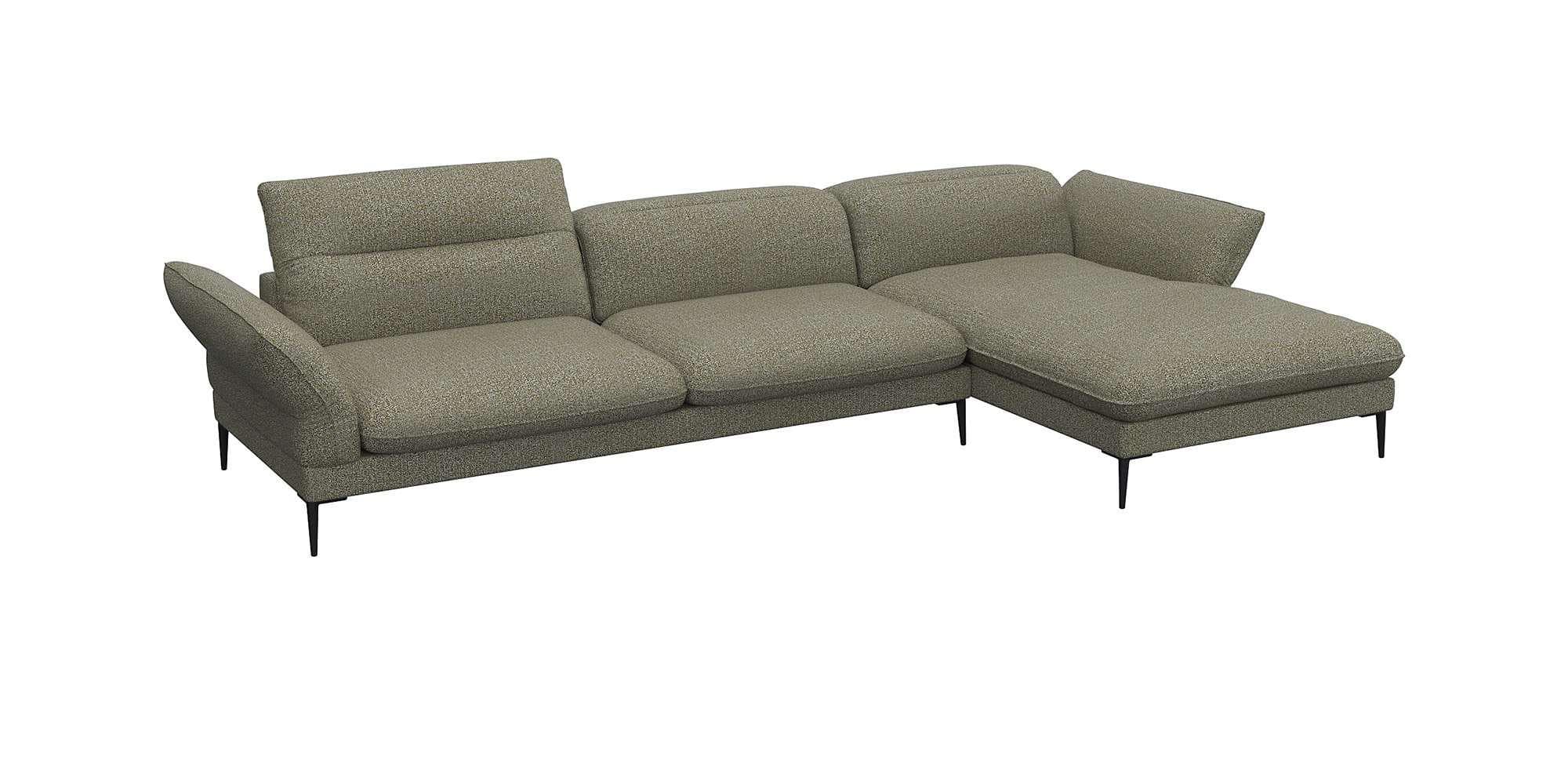 Flexlux Ecksofa Salino mit Recamiere und Relaxfunktion in Grün