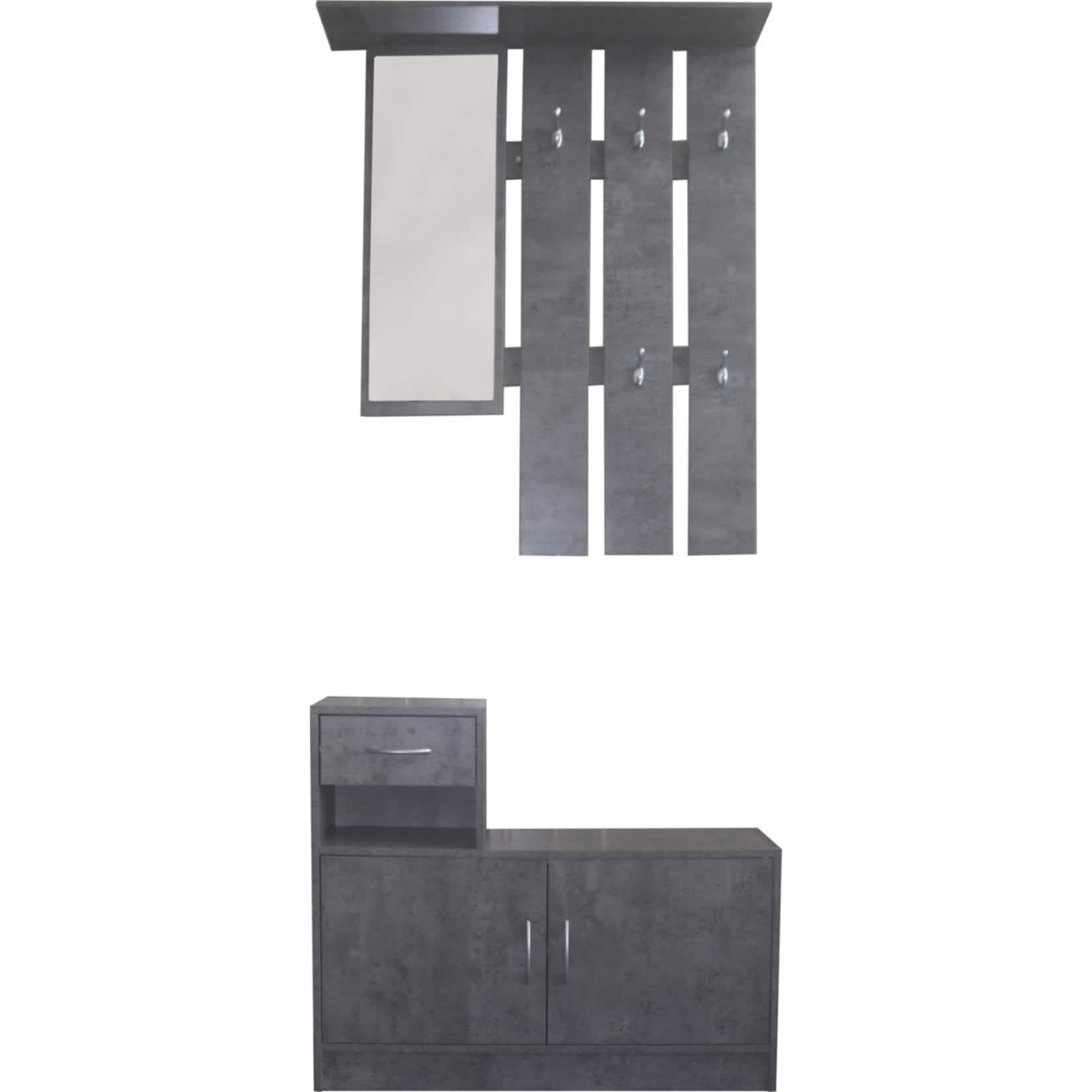 HTI-Line Garderoben-Set Thekla mit Spiegel und Schuhschrank Grau
