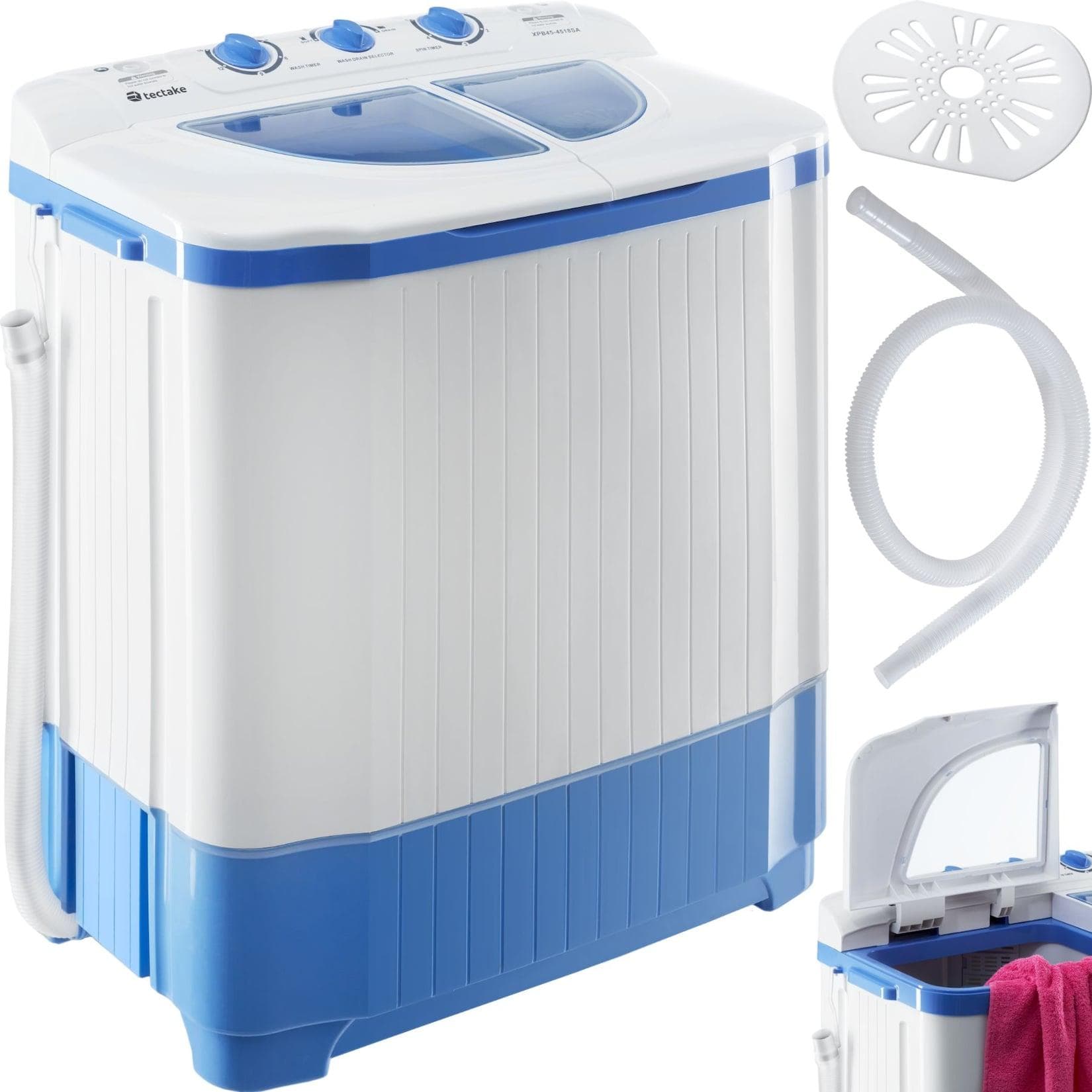 TecTake Mini-Waschmaschine mit Schleuder 2 Kammern sparsamer Verbrauch