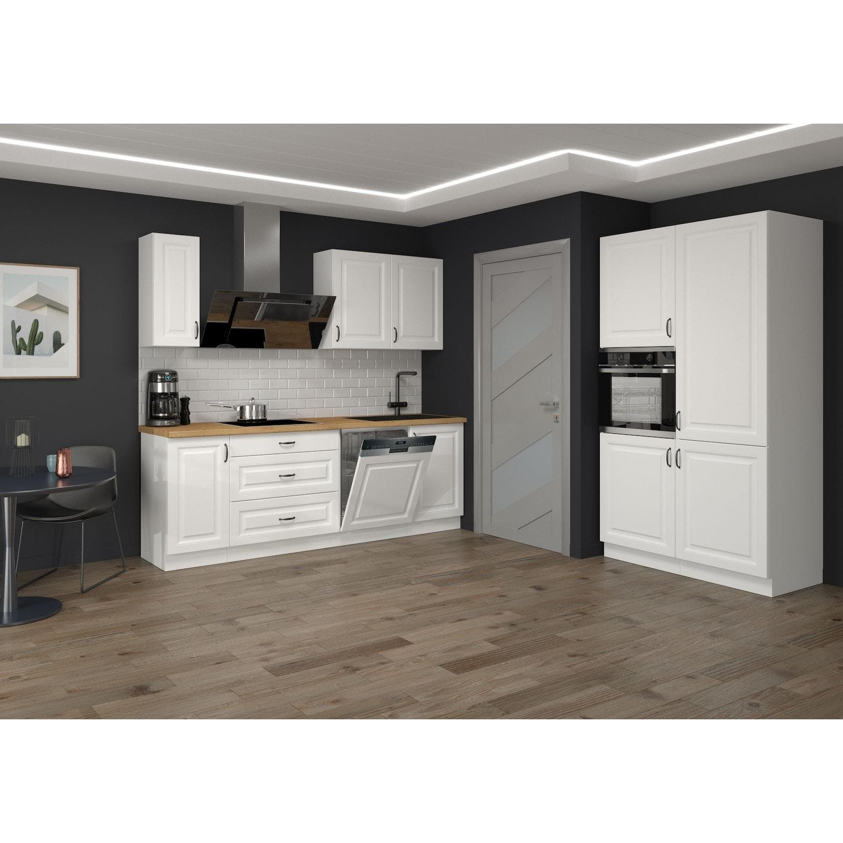 Landhaus Küche Stilo Weiß 230 + 120 cm Küchenzeile