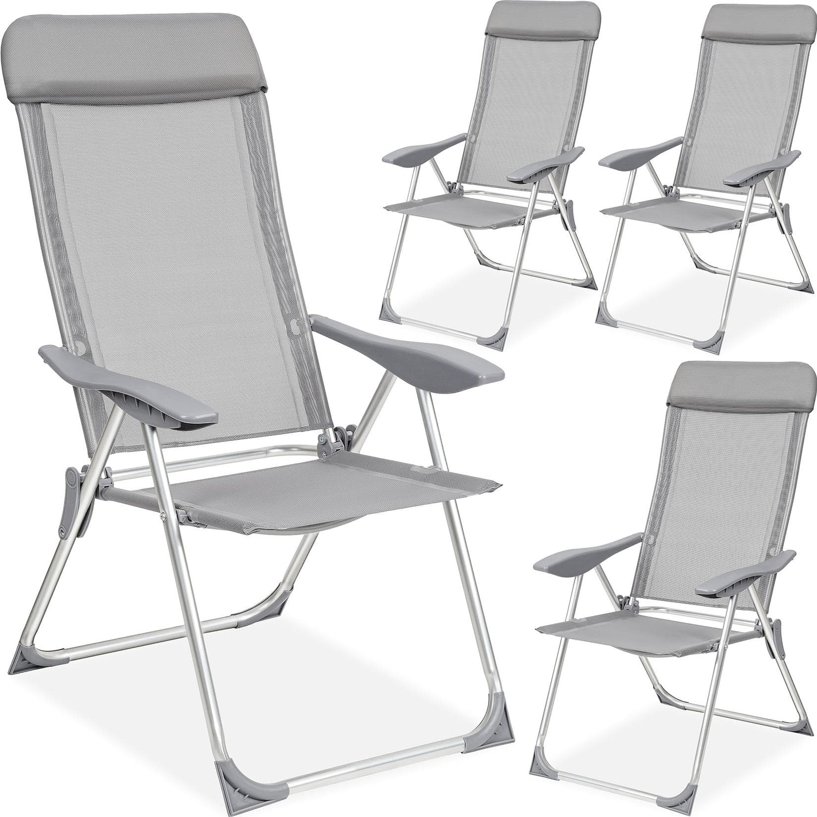 tectake 4er Set Aluminium Gartenstuhl Klappbar Verstellbare Rückenlehne