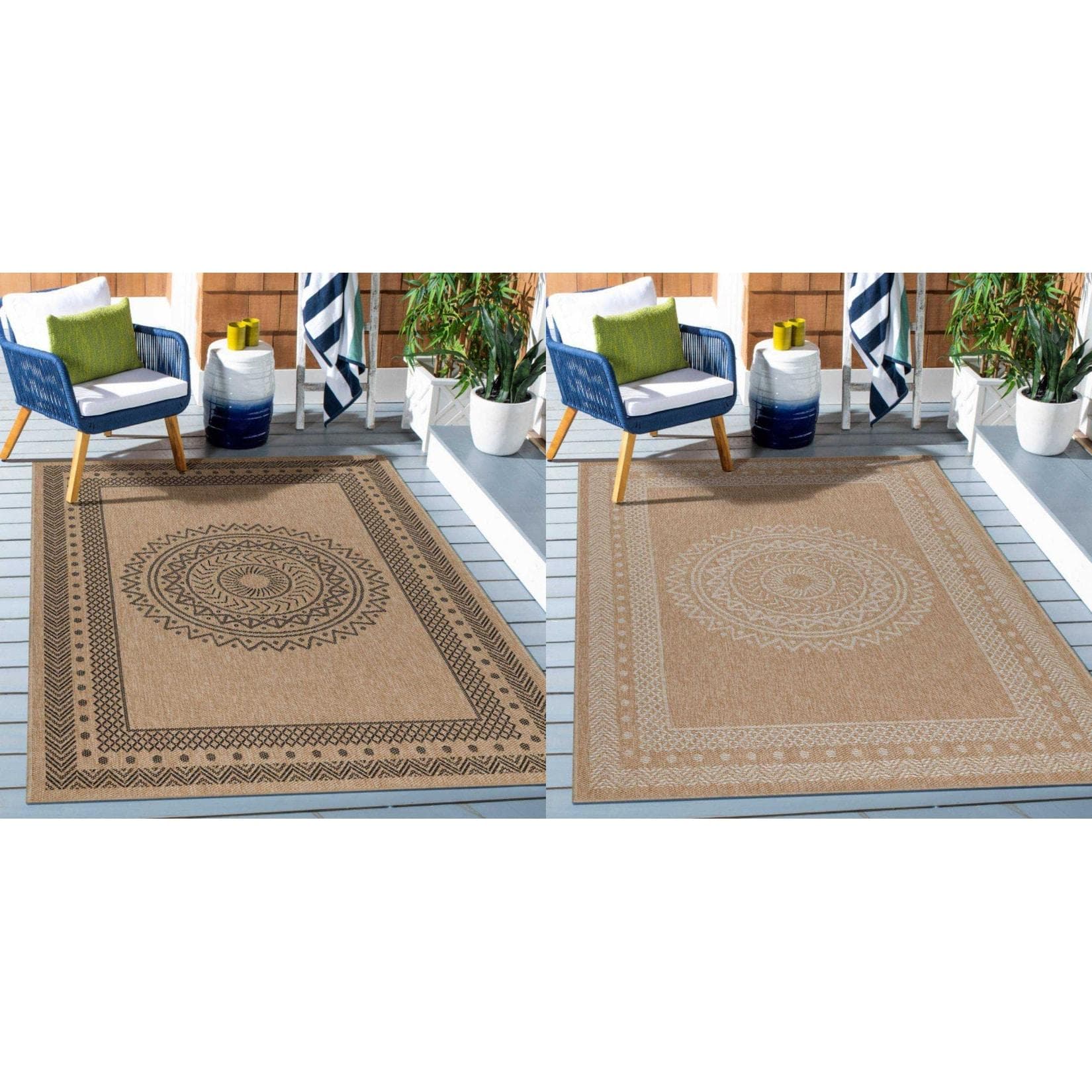 Ayyildiz In & Outdoor Teppich Wetterfest Läufer Beige - Wasserfest