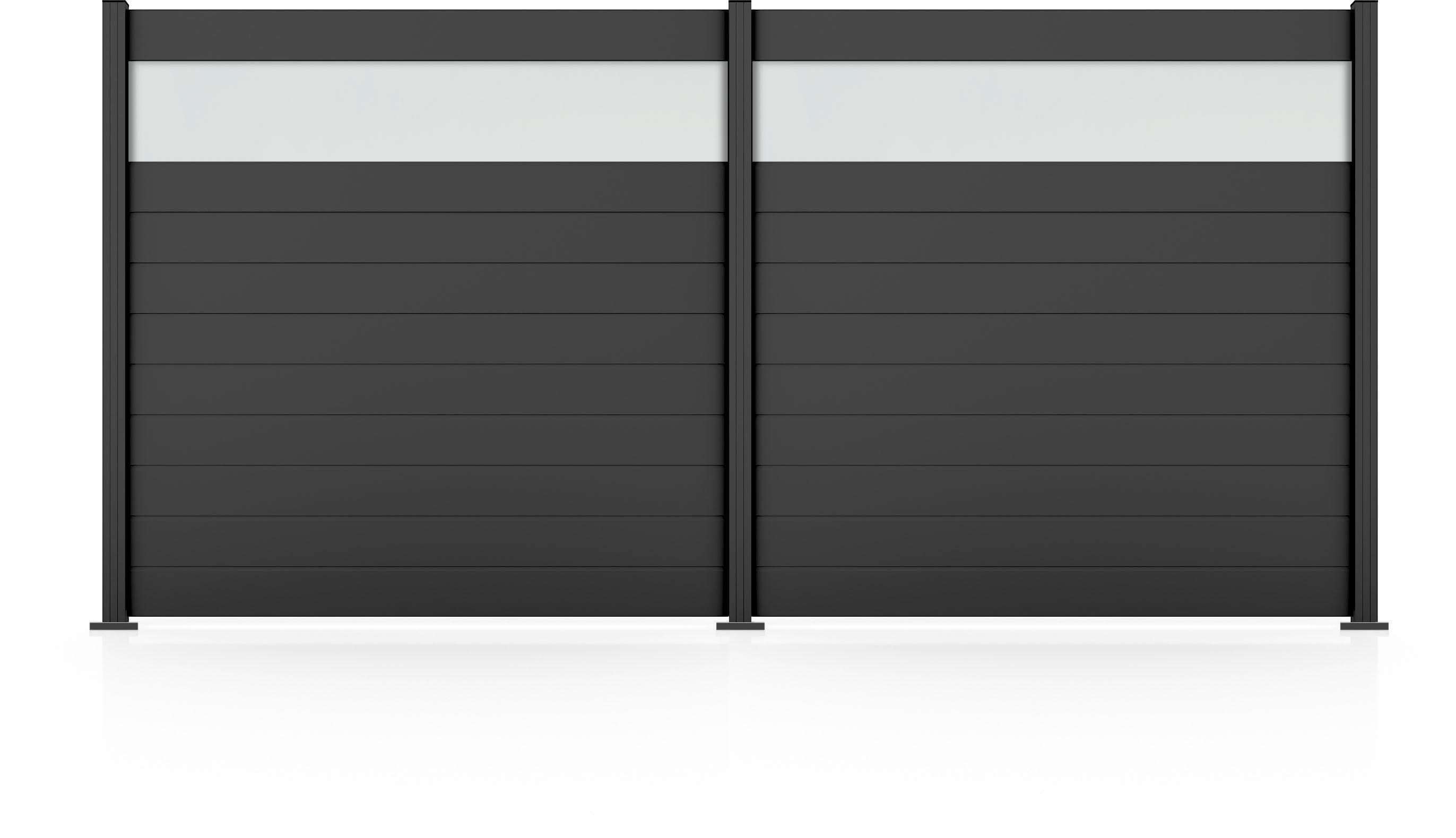 Gartenzaun STAKET PRO Komplettzaun Paneel 150 Anthrazit Struktur Aluminium Glas